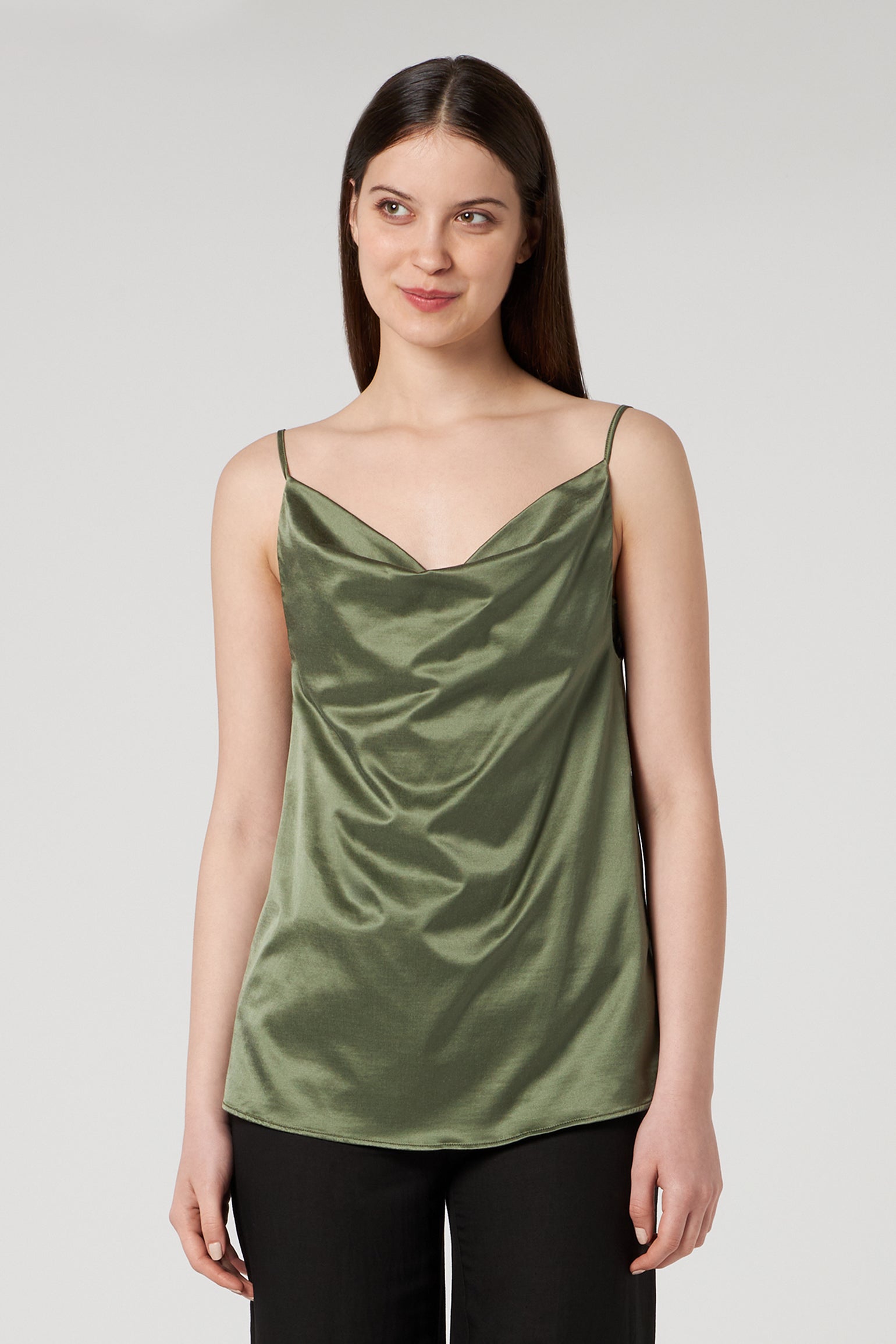 JIJIL Grüne Tanktop aus Seidenmischung