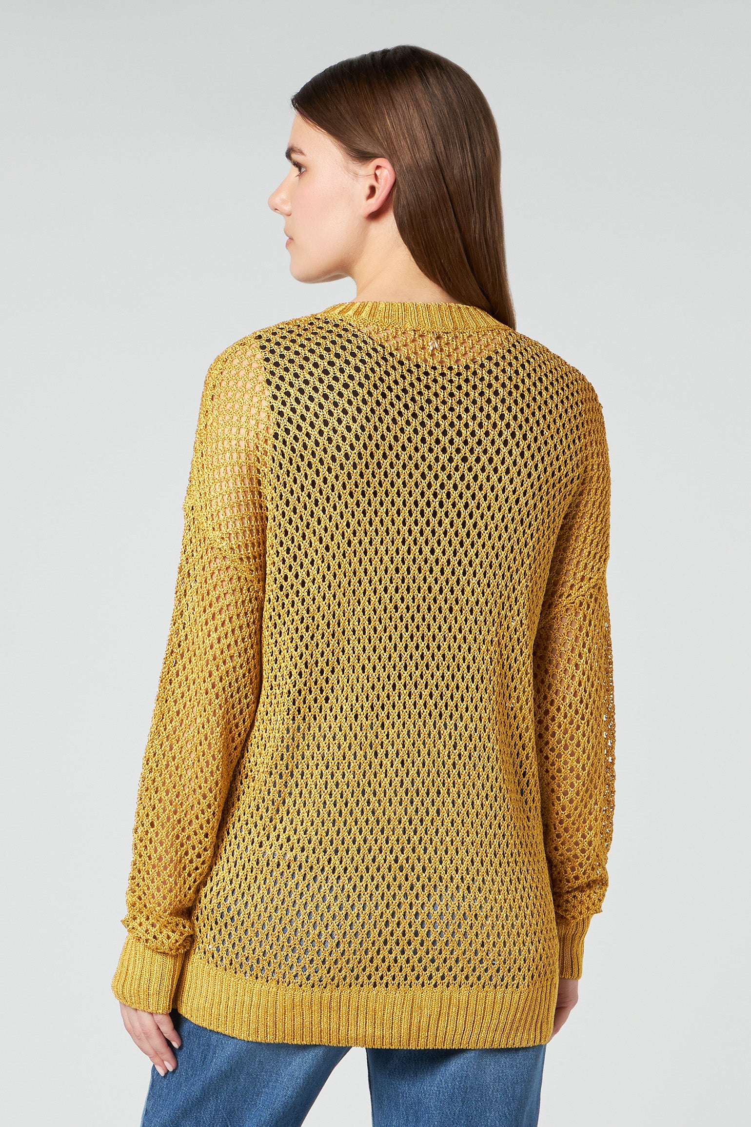 PATRIZIA PEPE Pullover mit Gold-Mesh-Effekt
