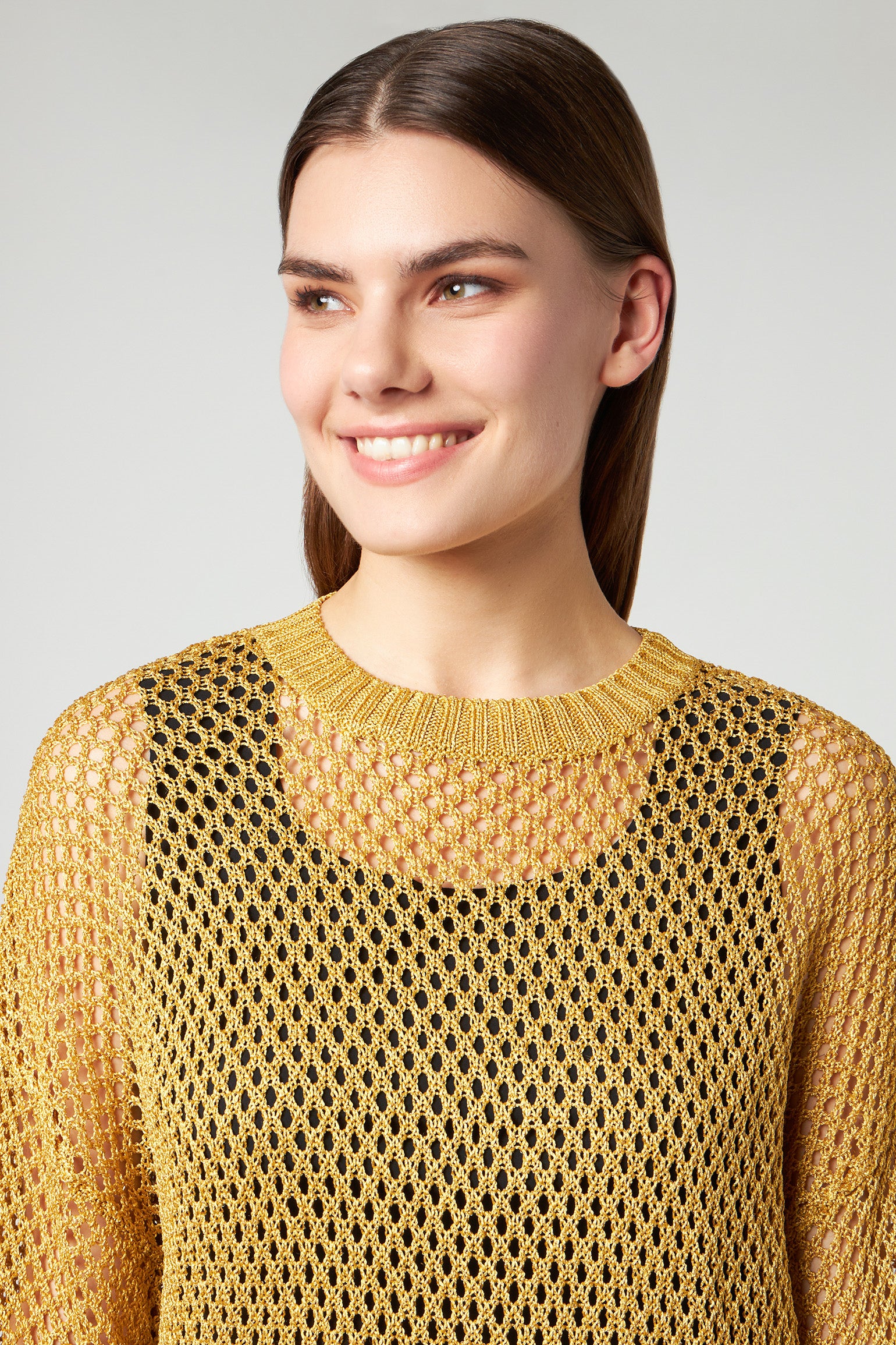 PATRIZIA PEPE Pullover mit Gold-Mesh-Effekt