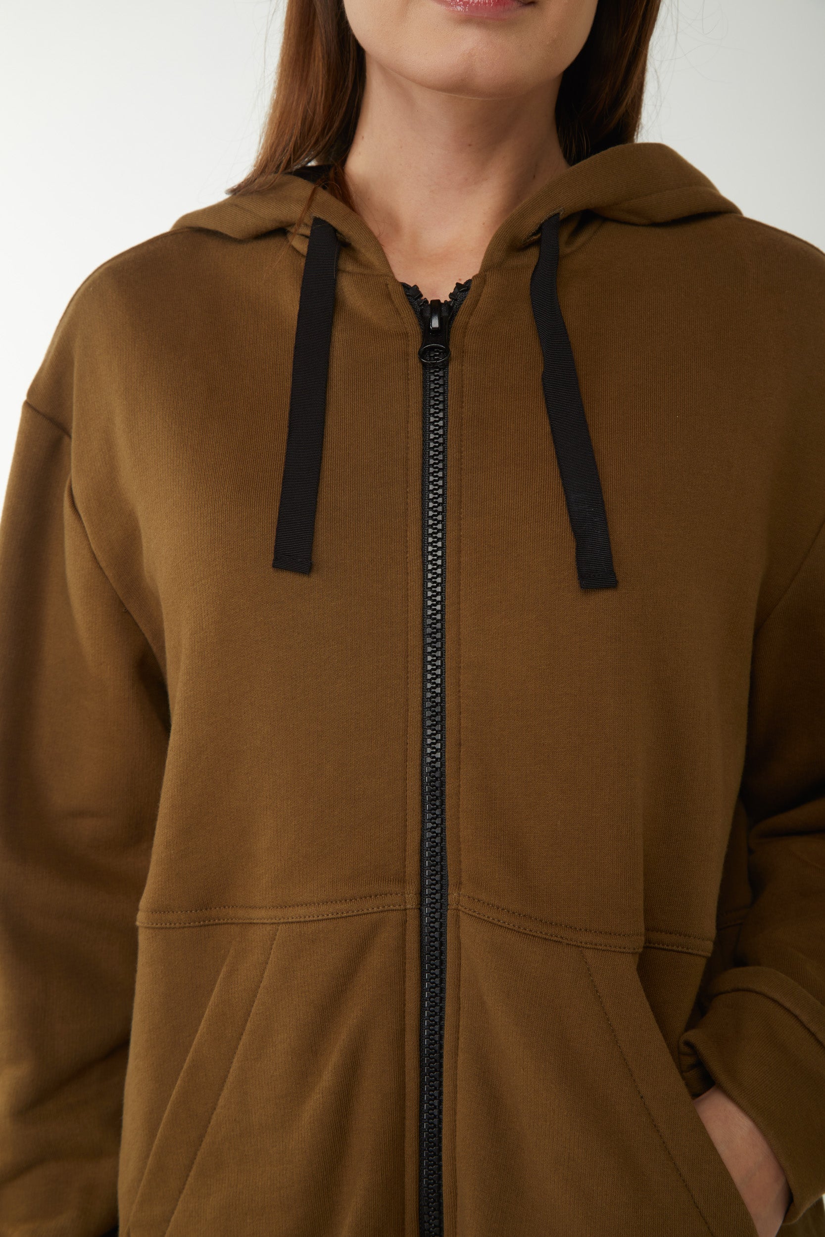 TWINSET Maxi-Sweatshirt Grüne Militärgrün mit Kapuze