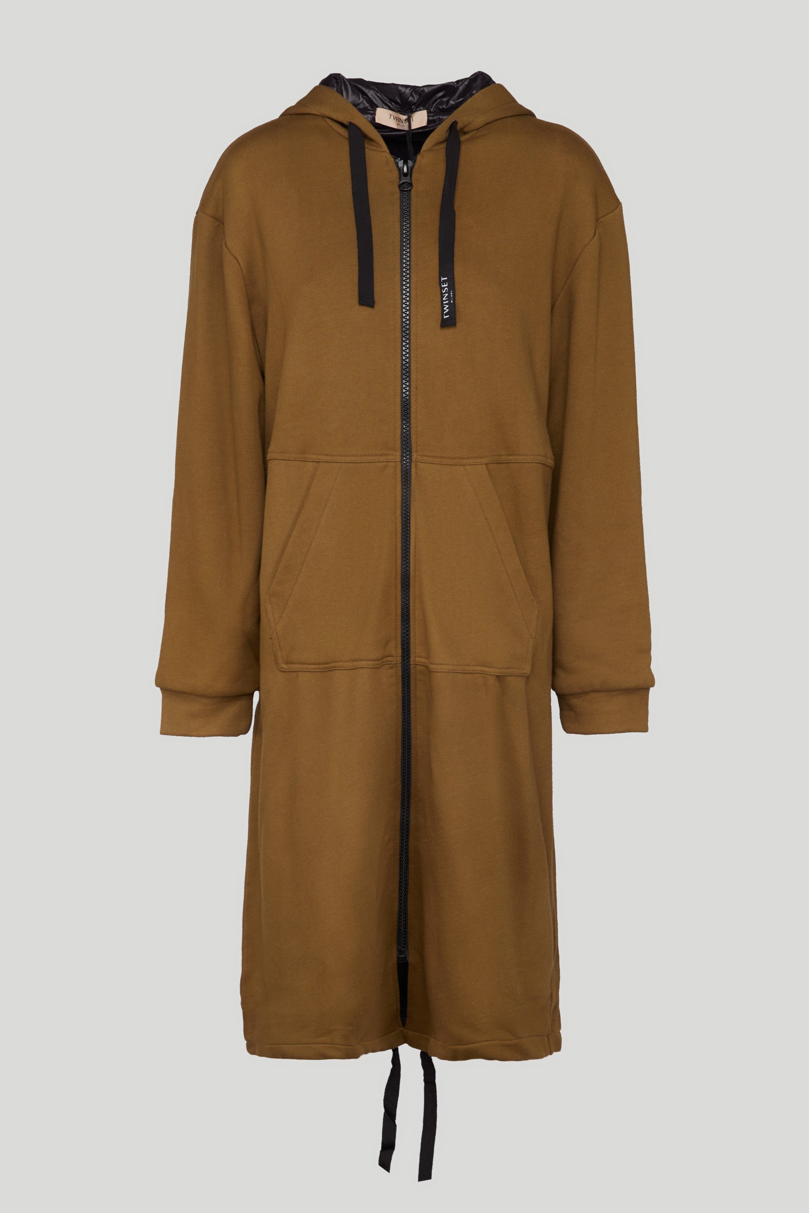 TWINSET Maxi-Sweatshirt Grüne Militärgrün mit Kapuze