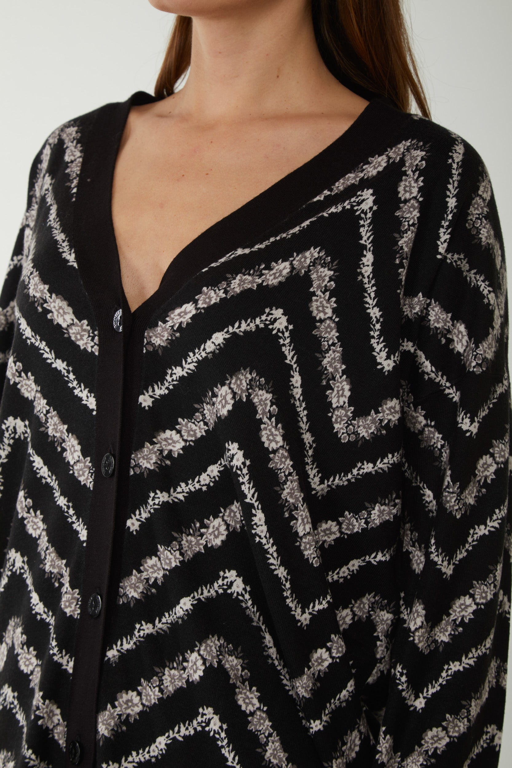 TWINSET Schwarz bedruckter Maxi-Cardigan
