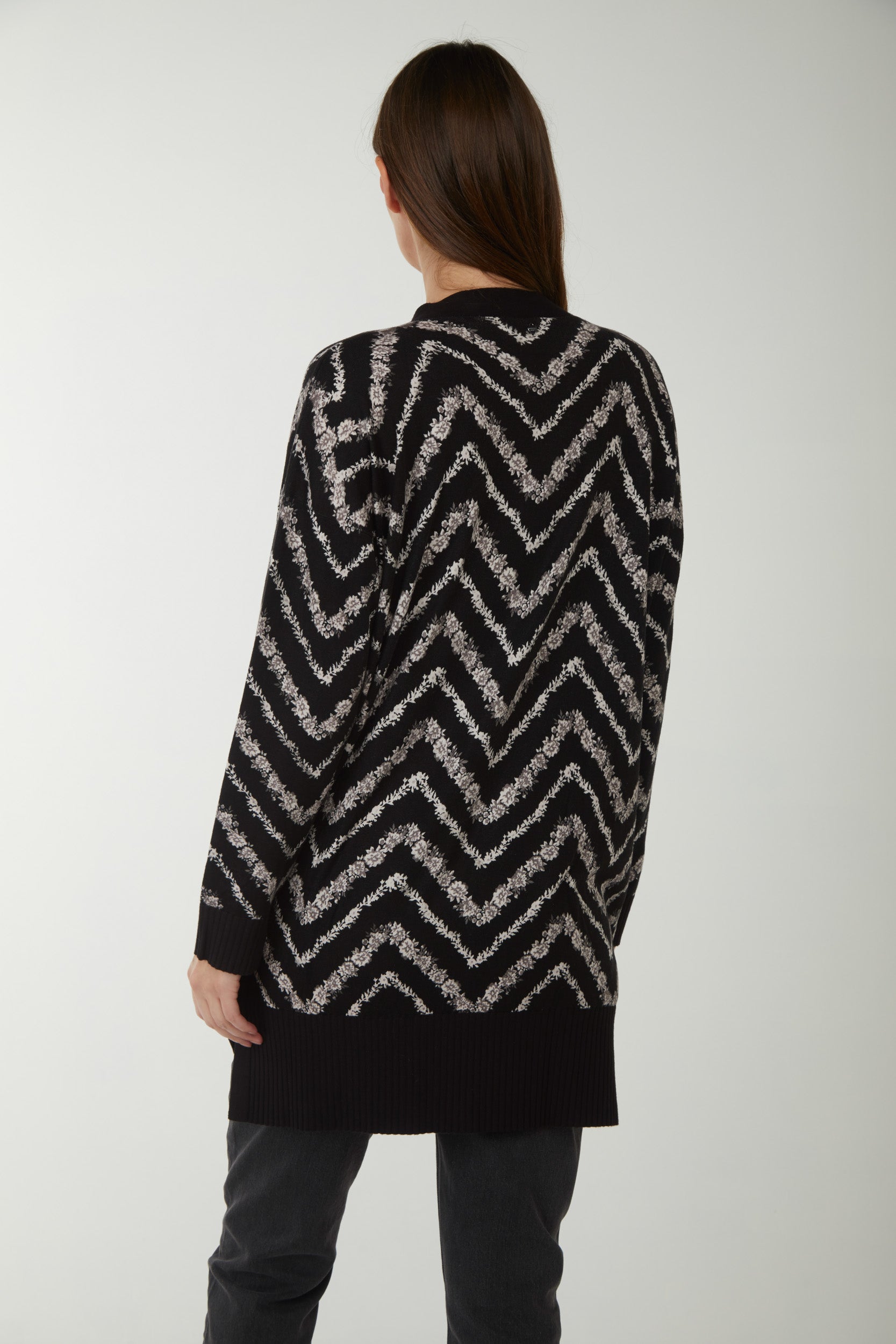 TWINSET Schwarz bedruckter Maxi-Cardigan