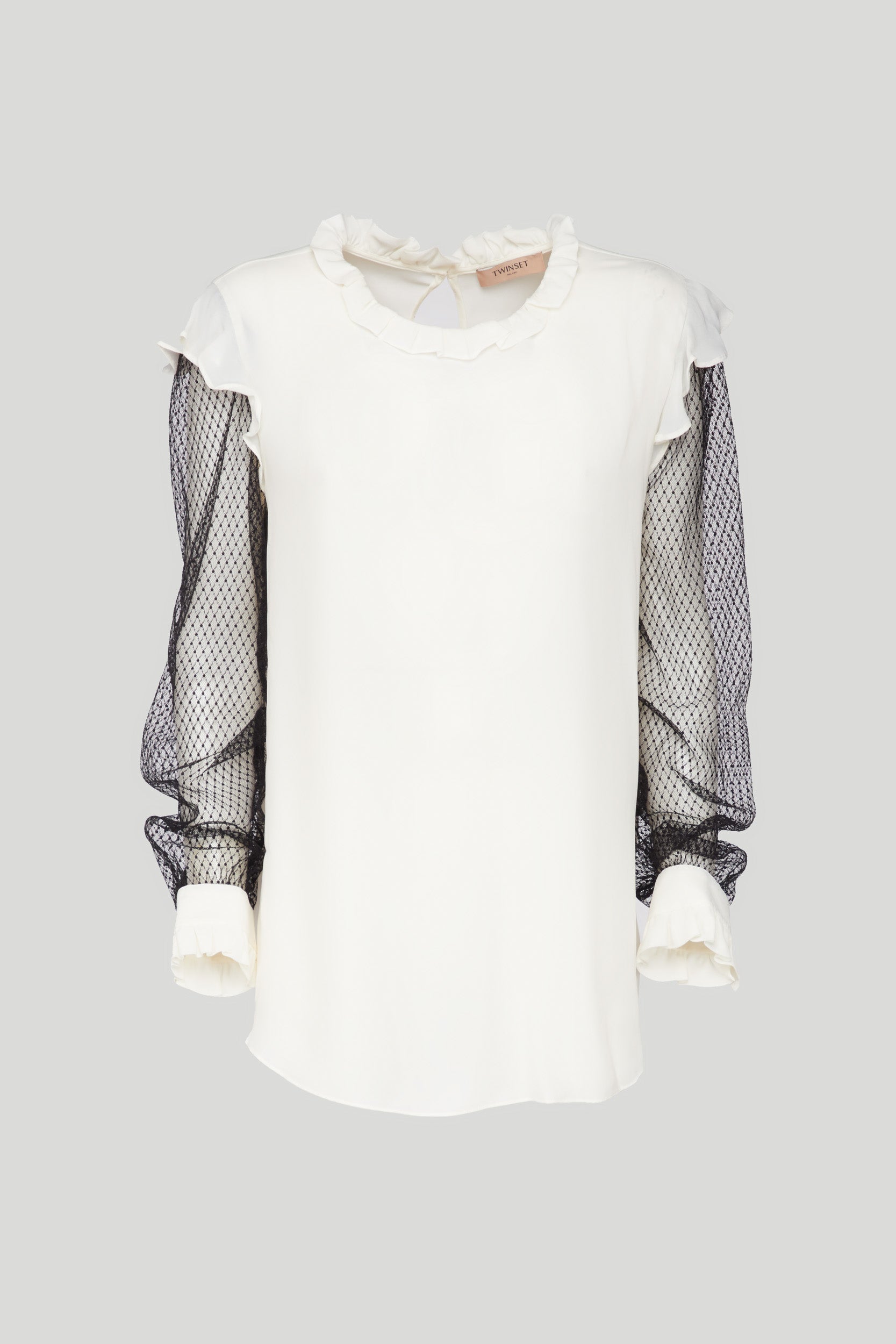 TWINSET-Bluse aus Crêpe de Chine-Mischung aus Seide und Tüll