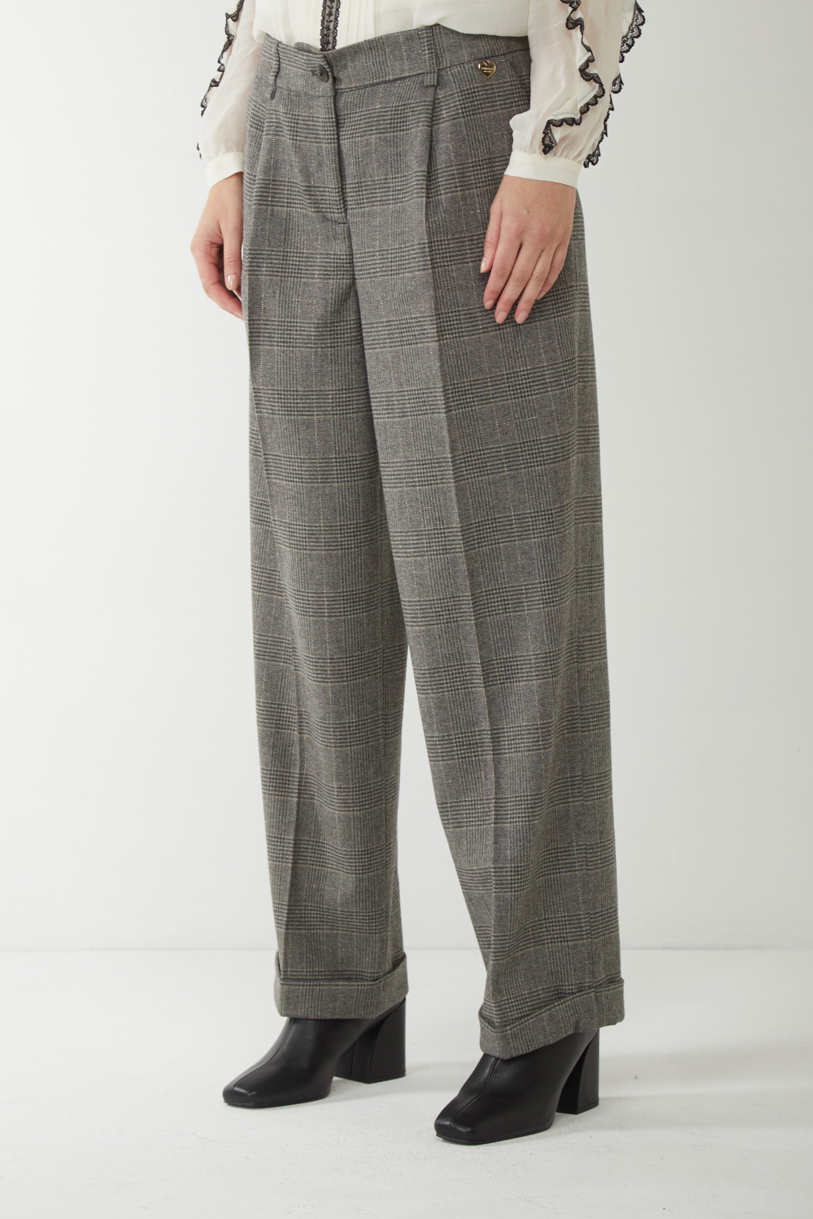 TWINSET Hose mit weitem Bein und Prince-of-Wales-Karomuster