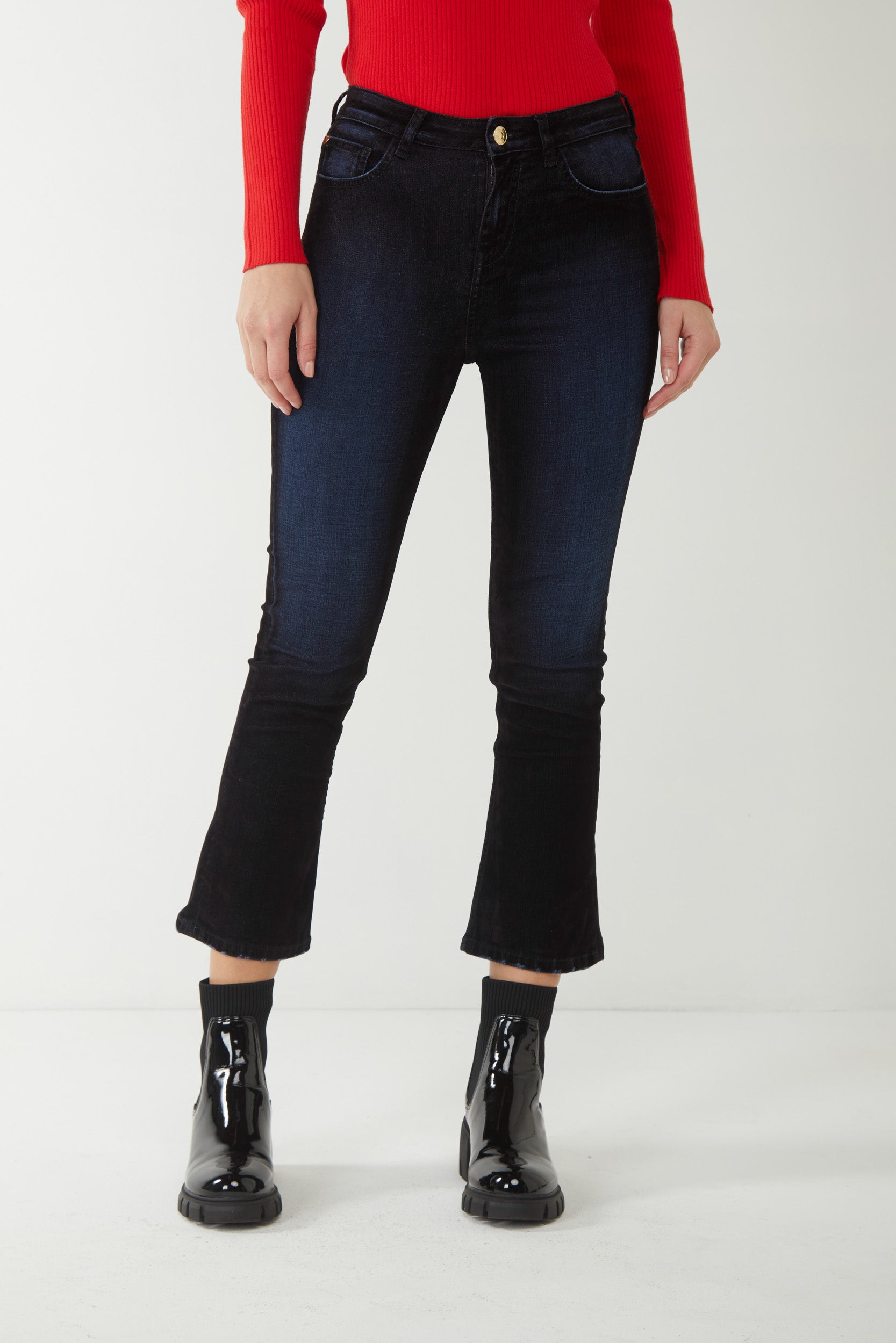 MY TWIN TWINSET Hose mit ausgestelltem Bein in Denim Blau Notte