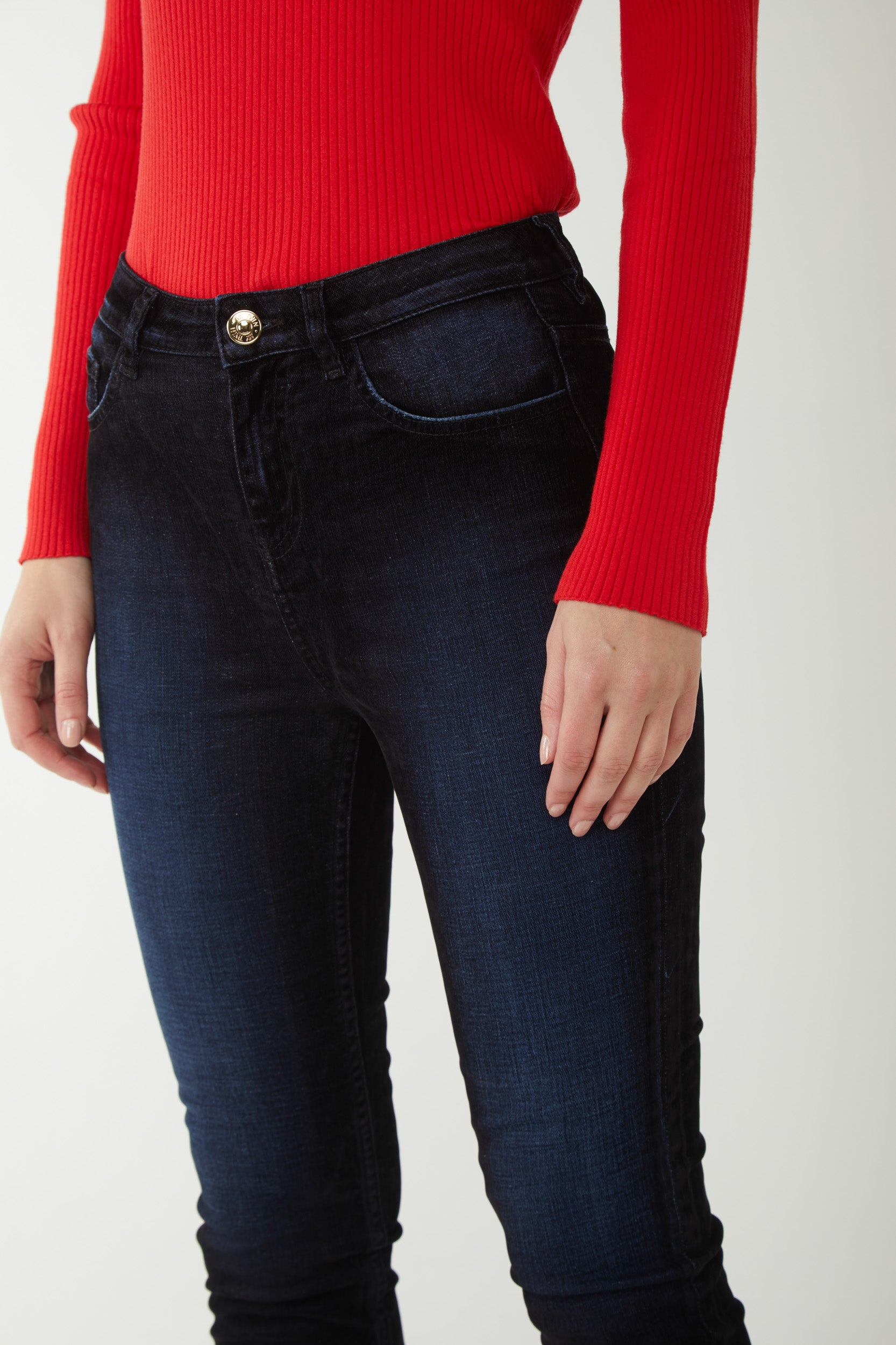 MY TWIN TWINSET Hose mit ausgestelltem Bein in Denim Blau Notte