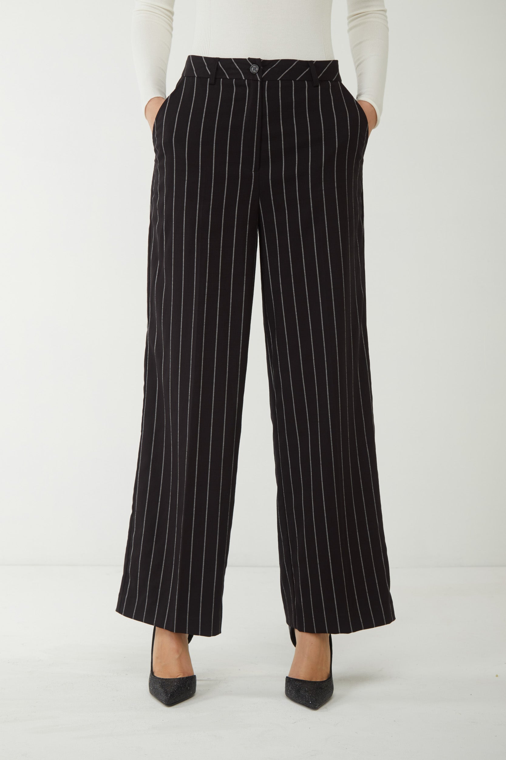 MY TWIN TWINSET Schwarz Nadelstreifenhose