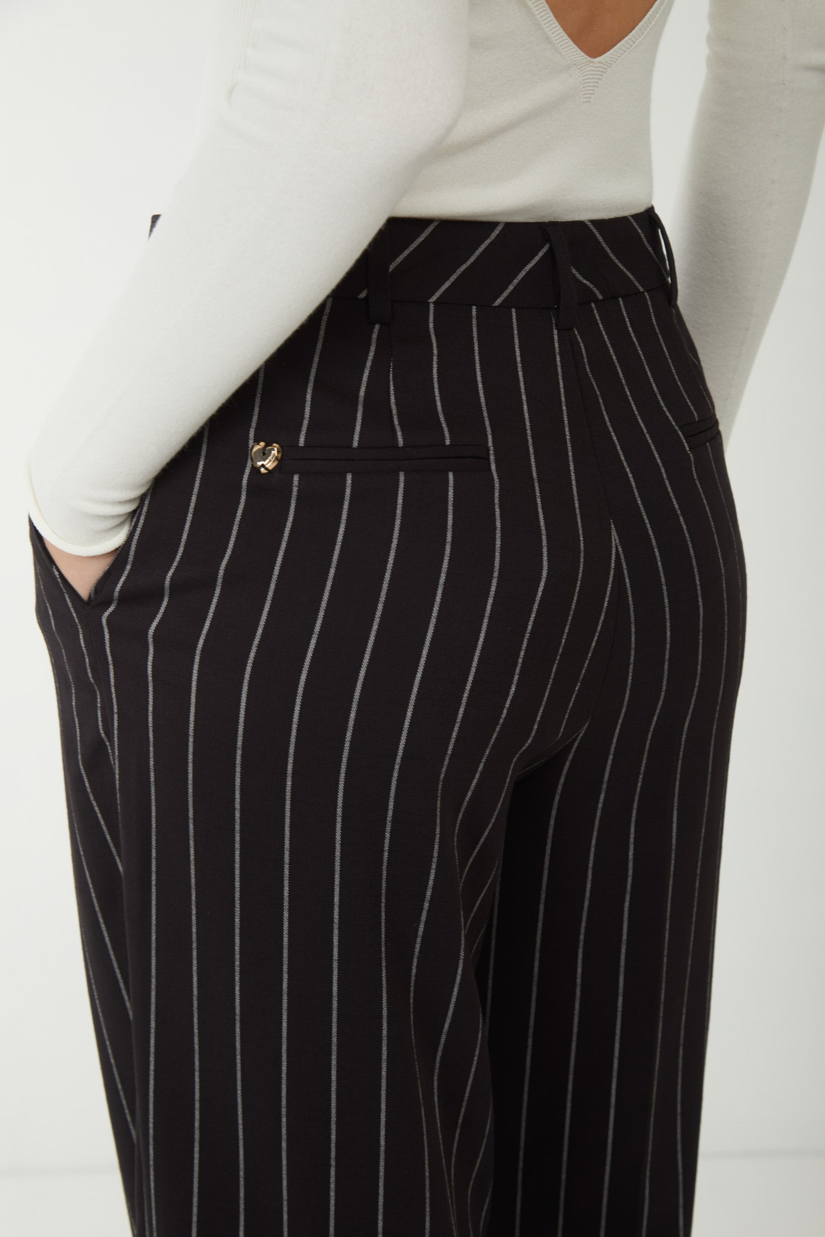 MY TWIN TWINSET Schwarz Nadelstreifenhose