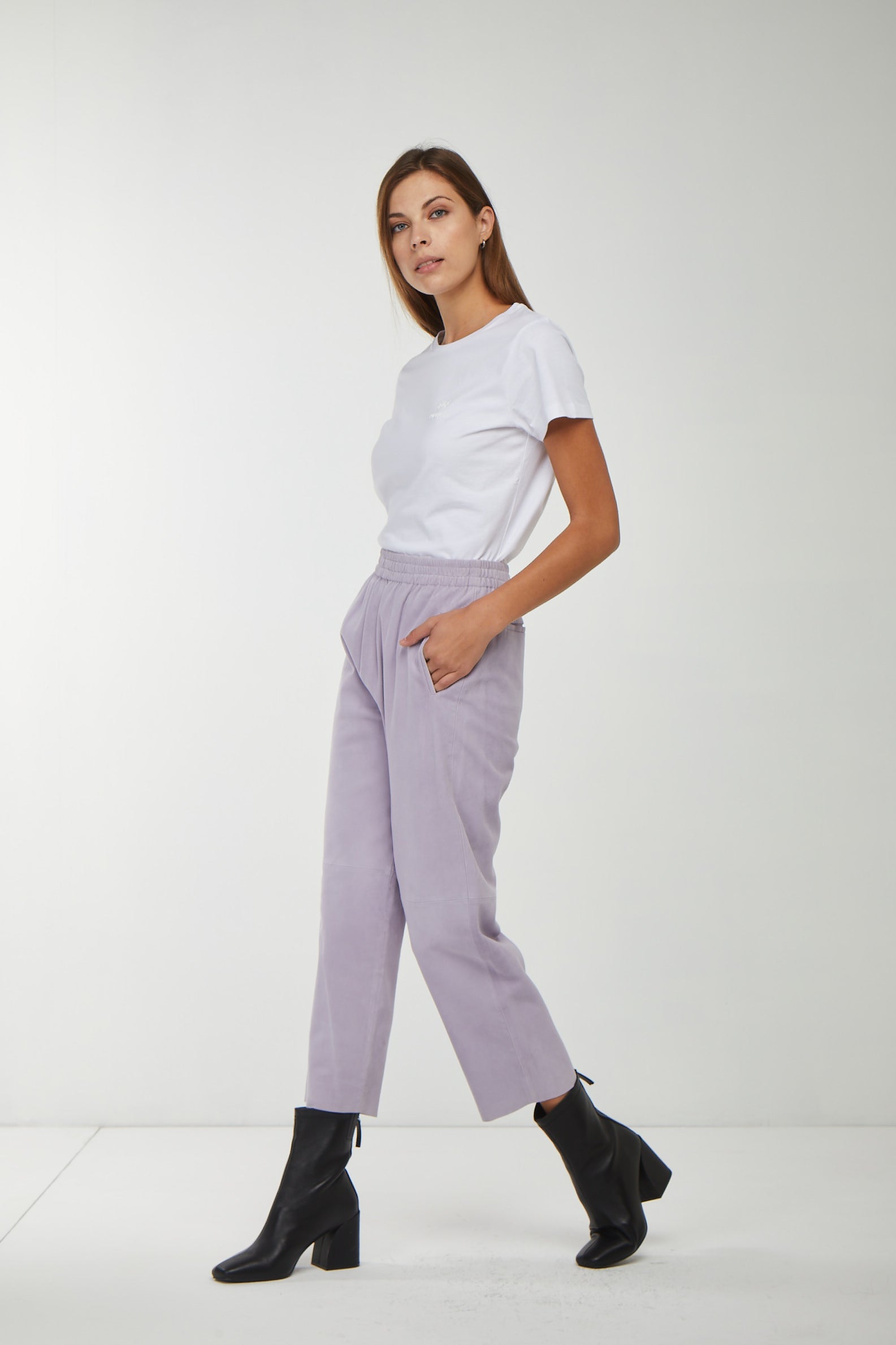 PINKO Lilafarbene Wildlederhose