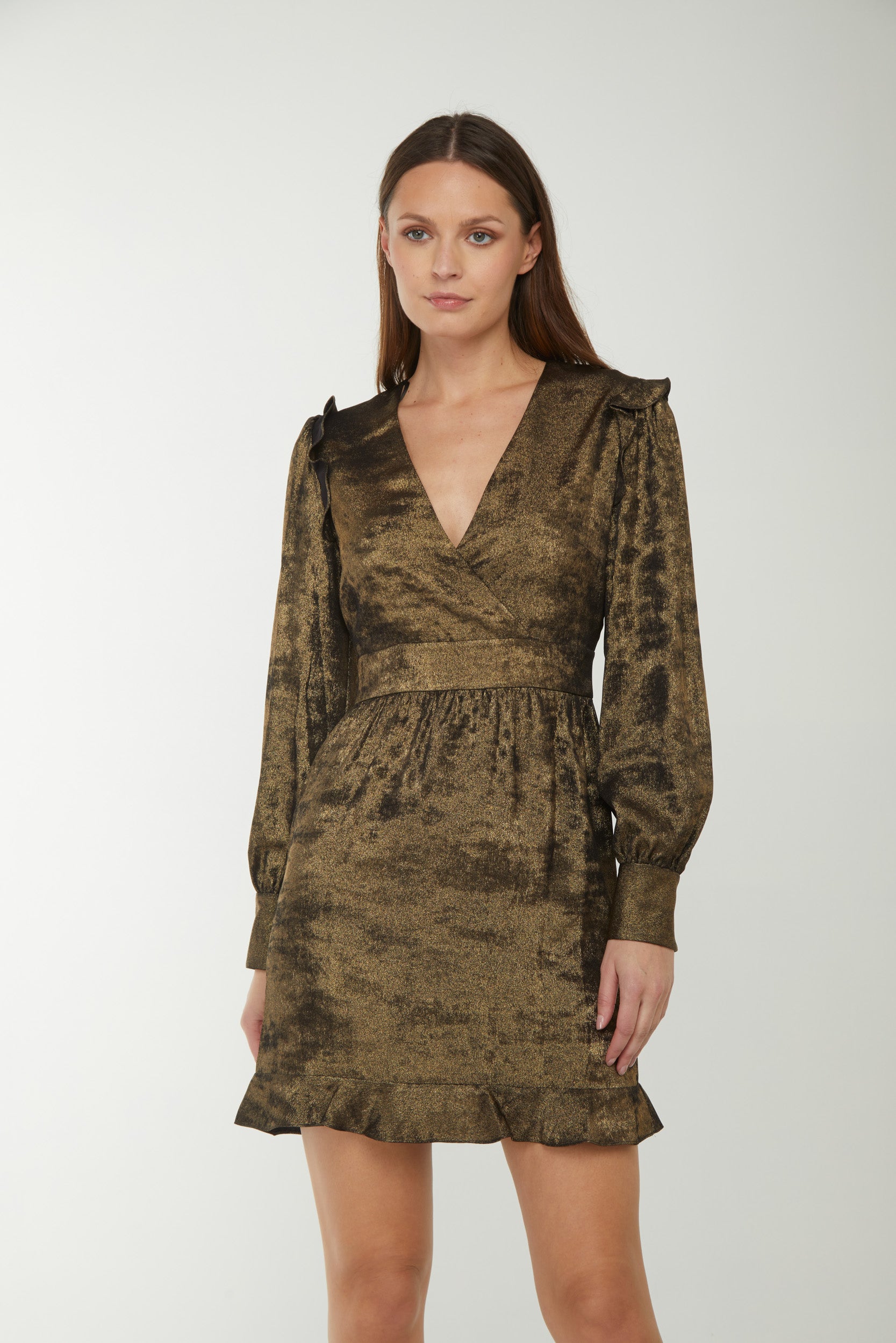 PINKO Goldlaminatkleid