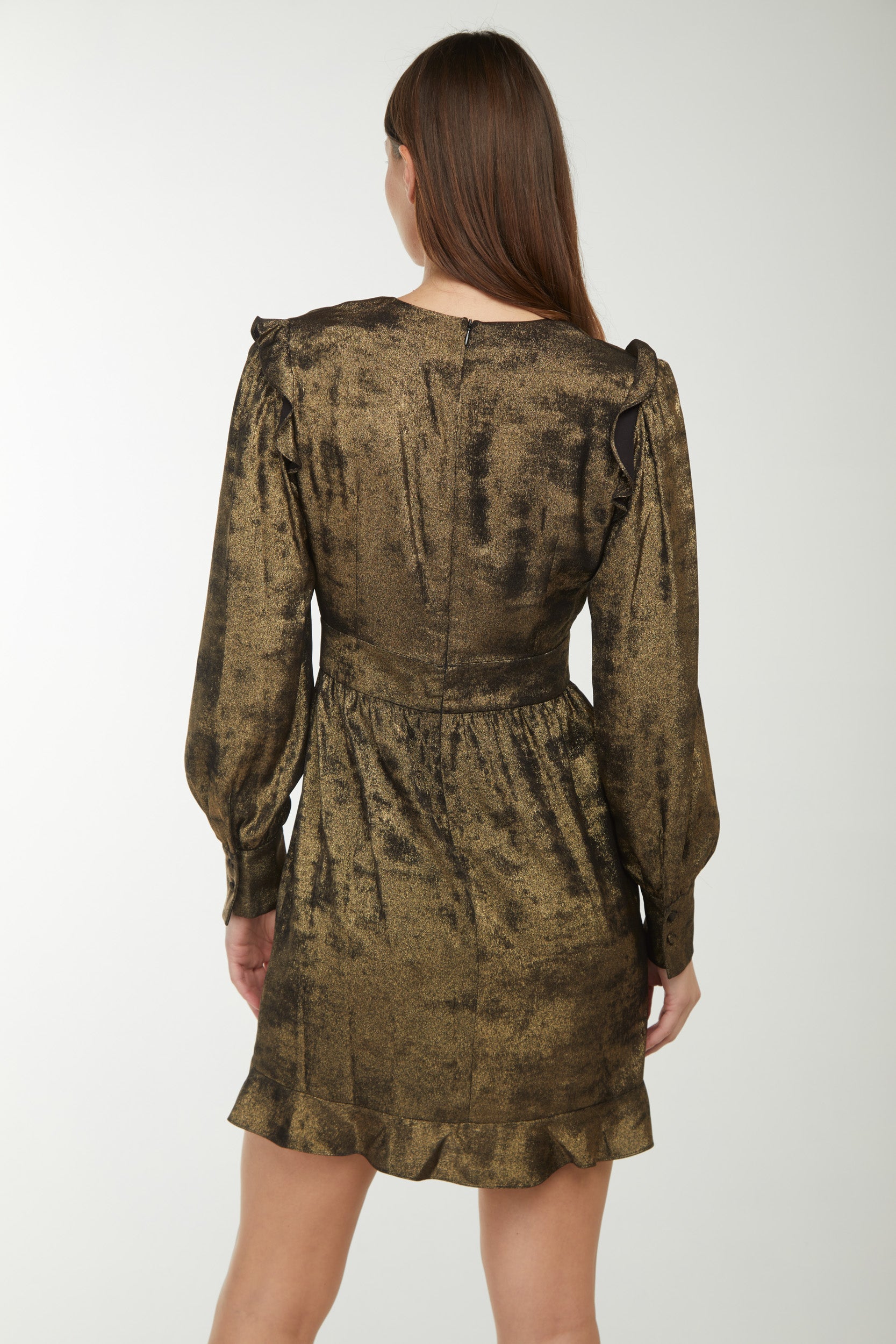 PINKO Goldlaminatkleid