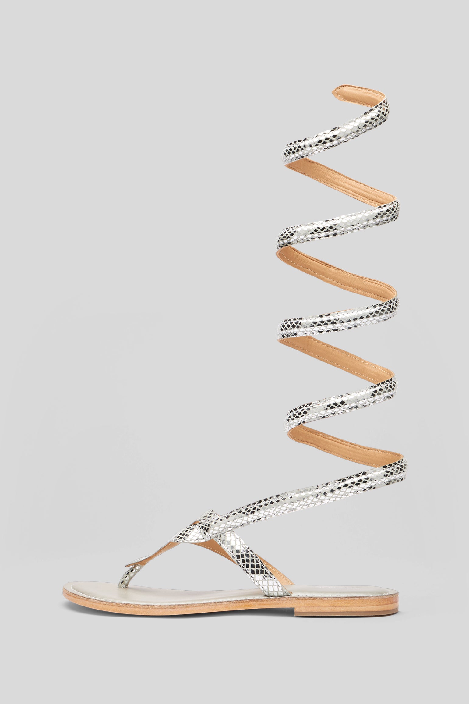 CB FUSION Wickelsandalen aus Silber laminiertem Leder