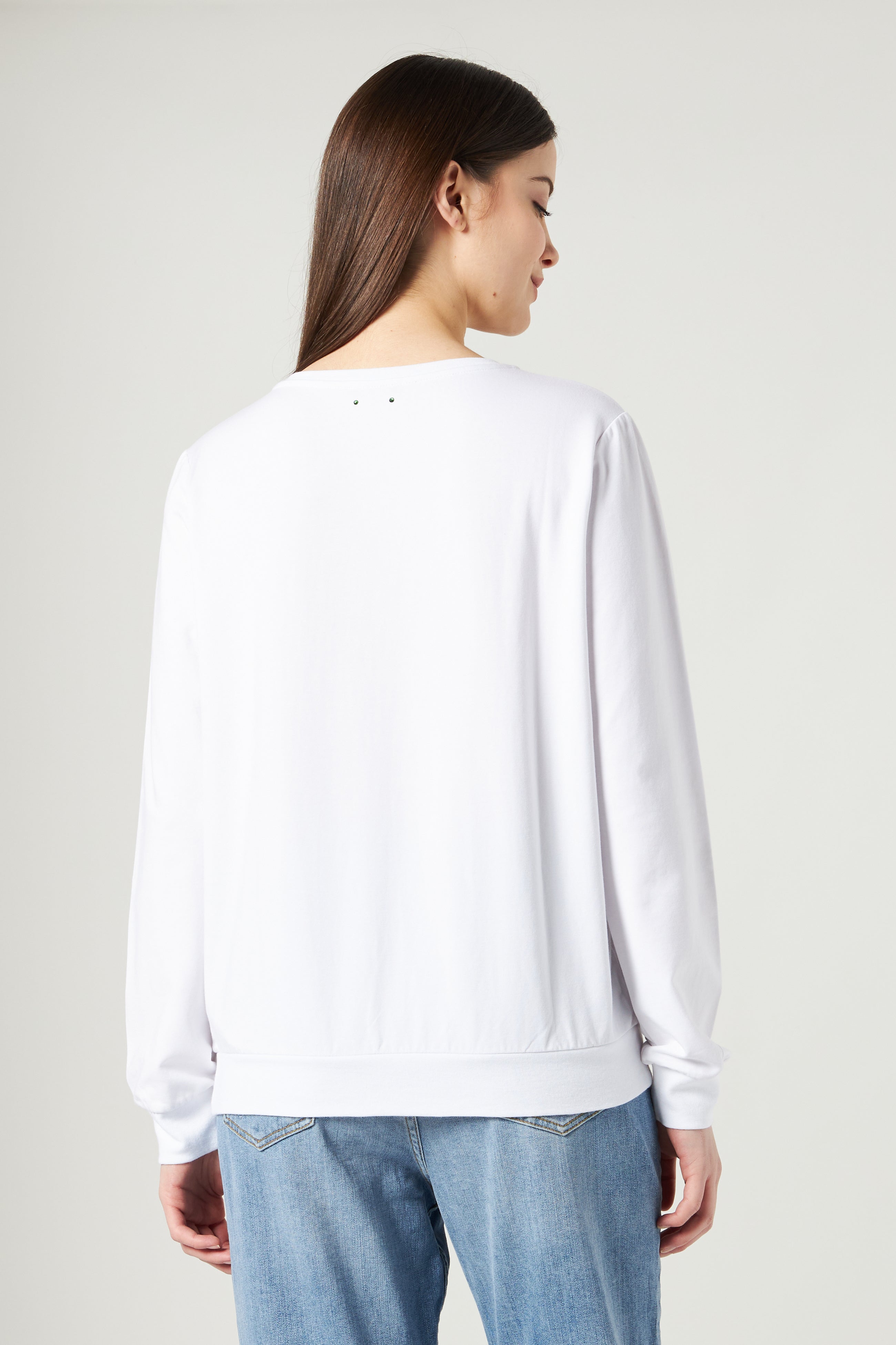 LIU JO Weiße Sweatshirt mit Glitzerlogo