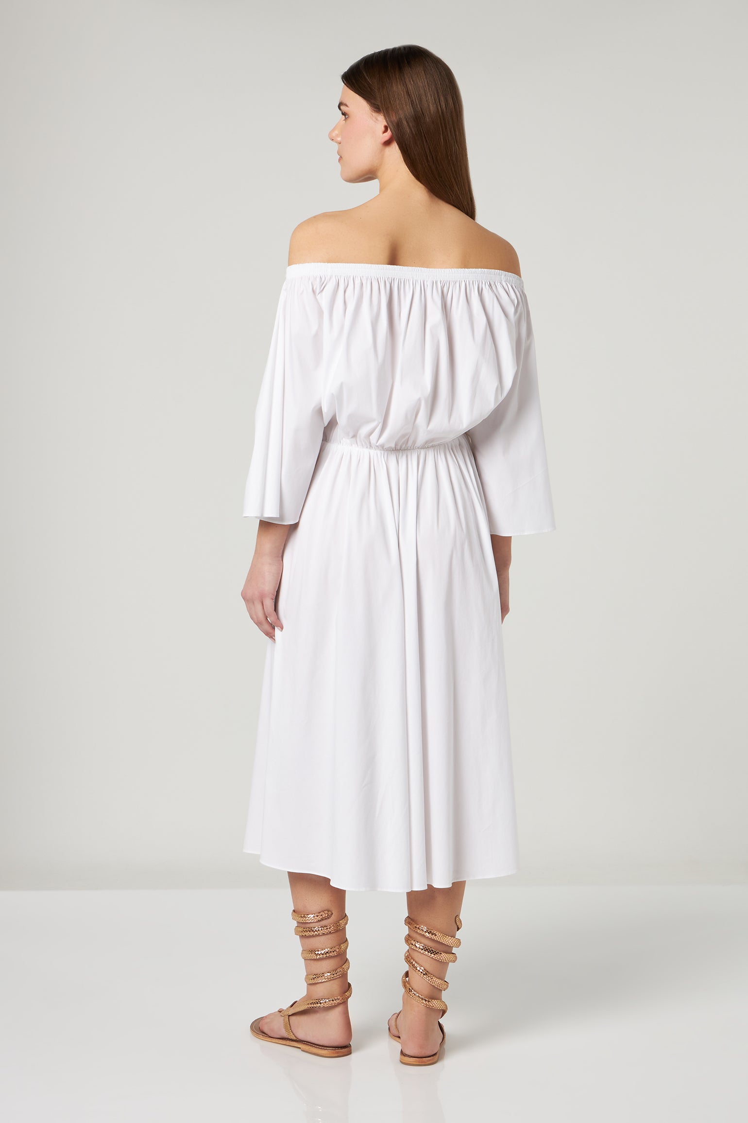PATRIZIA PEPE Weiße schulterfreies Midikleid