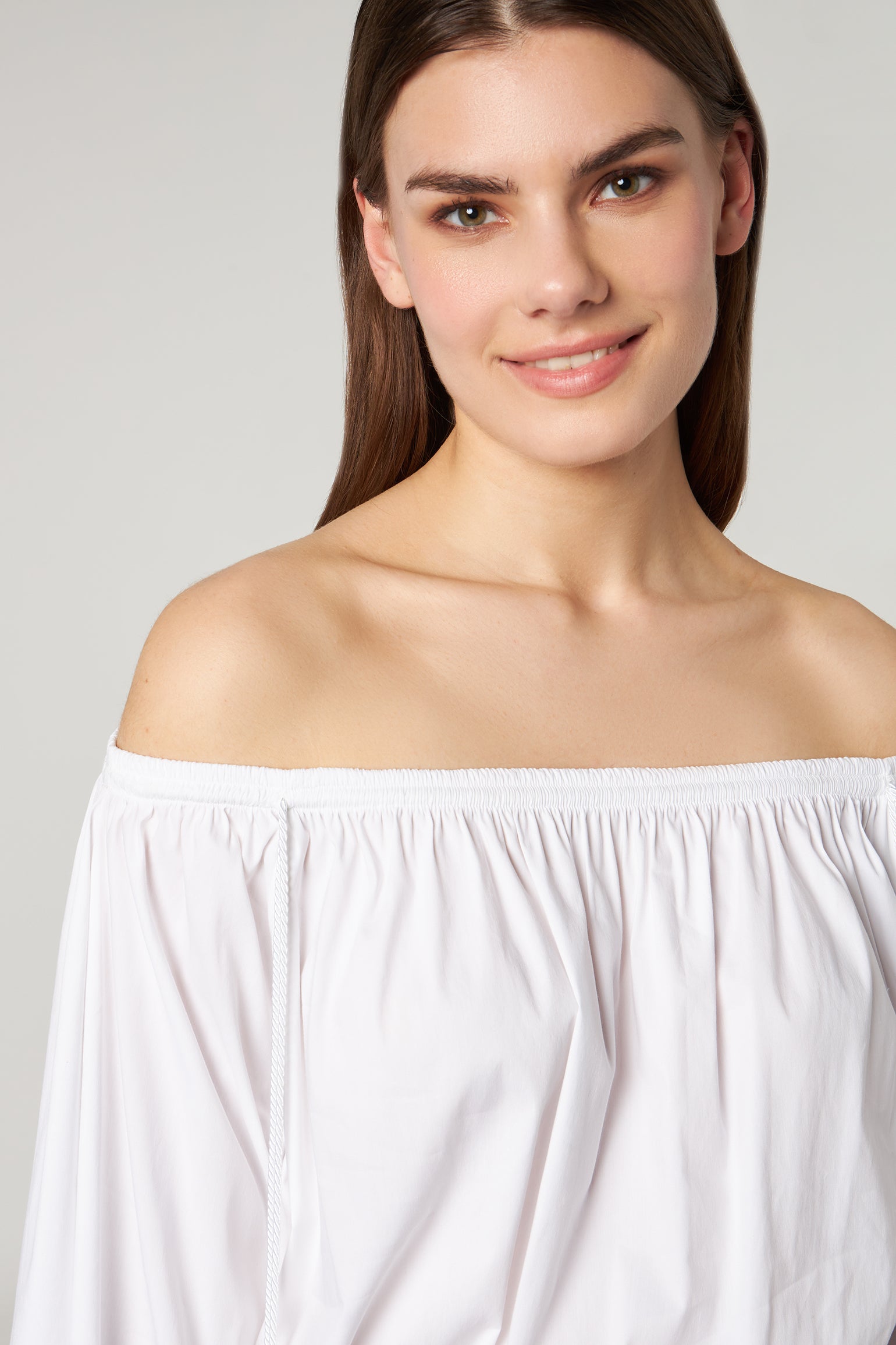 PATRIZIA PEPE Weiße schulterfreies Midikleid
