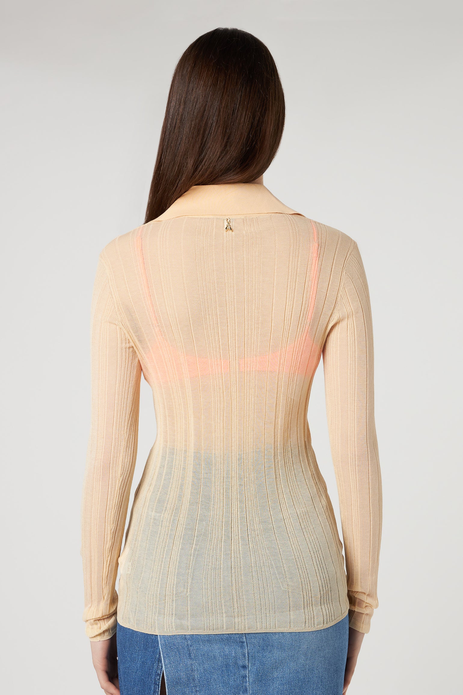PATRIZIA PEPE Beige gerippter Pullover mit Fluo-Oberteil