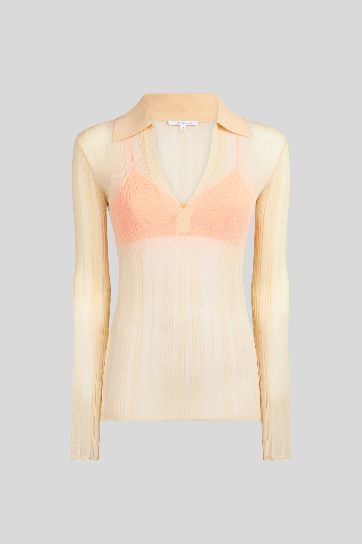 PATRIZIA PEPE Beige gerippter Pullover mit Fluo-Oberteil