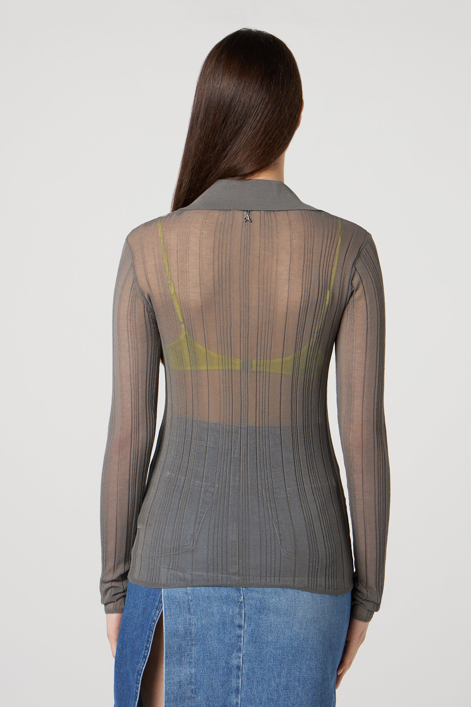 PATRIZIA PEPE Grau Ripppullover mit Fluo-Oberteil