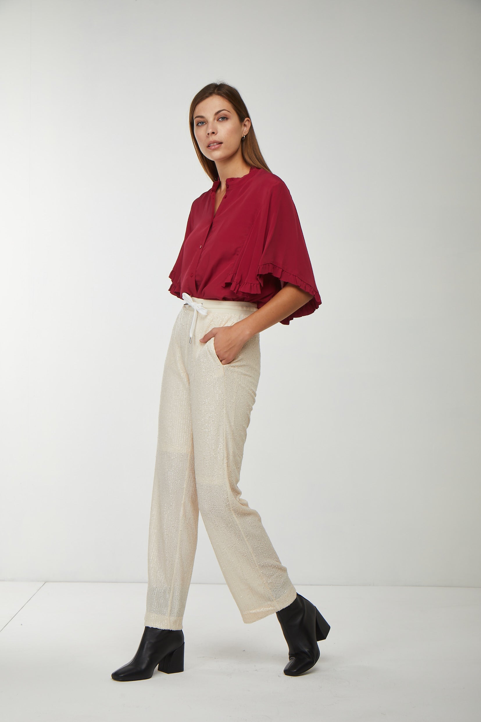 PINKO Hose Full Paillettes Beige