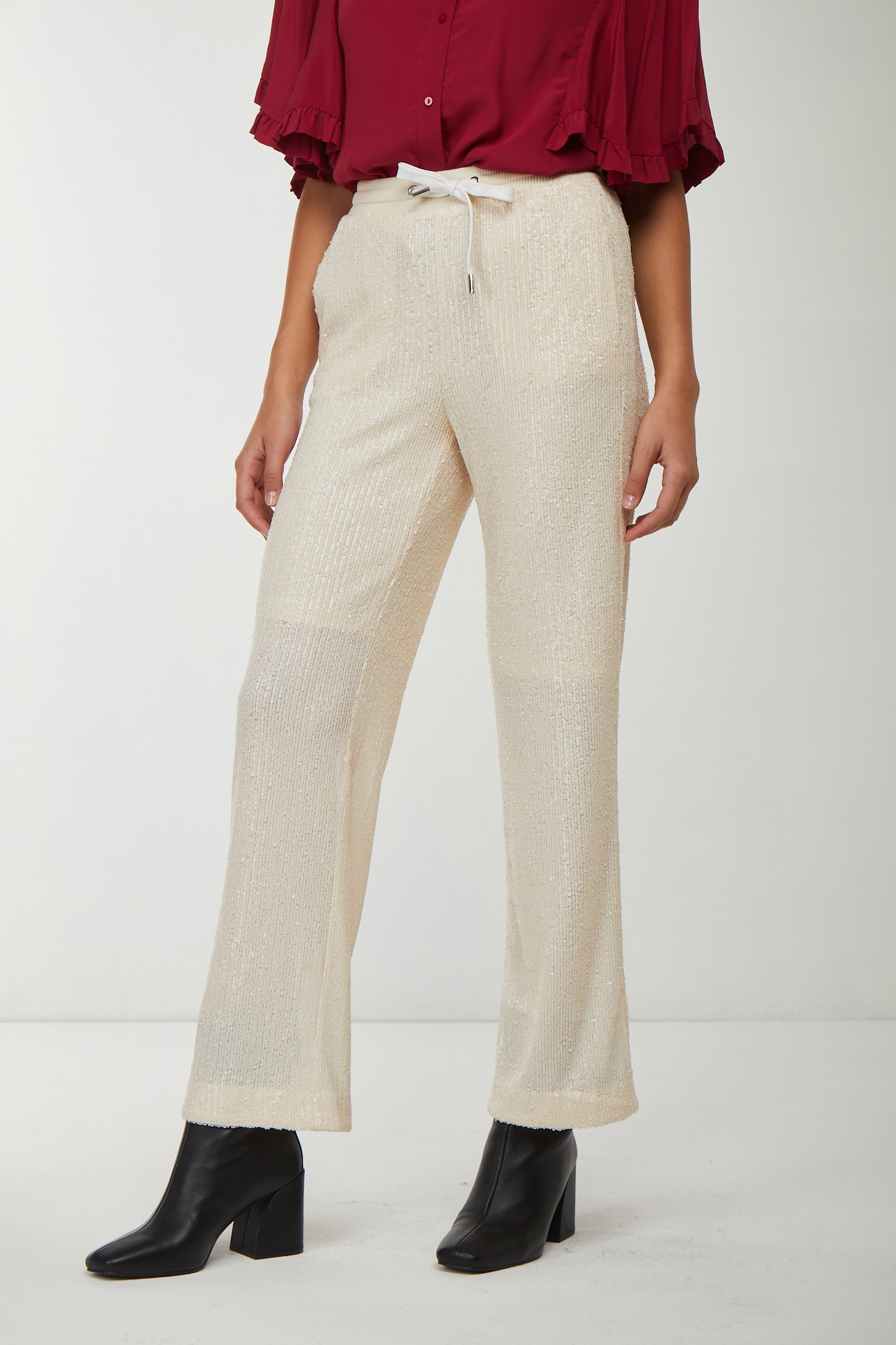 PINKO Hose Full Paillettes Beige