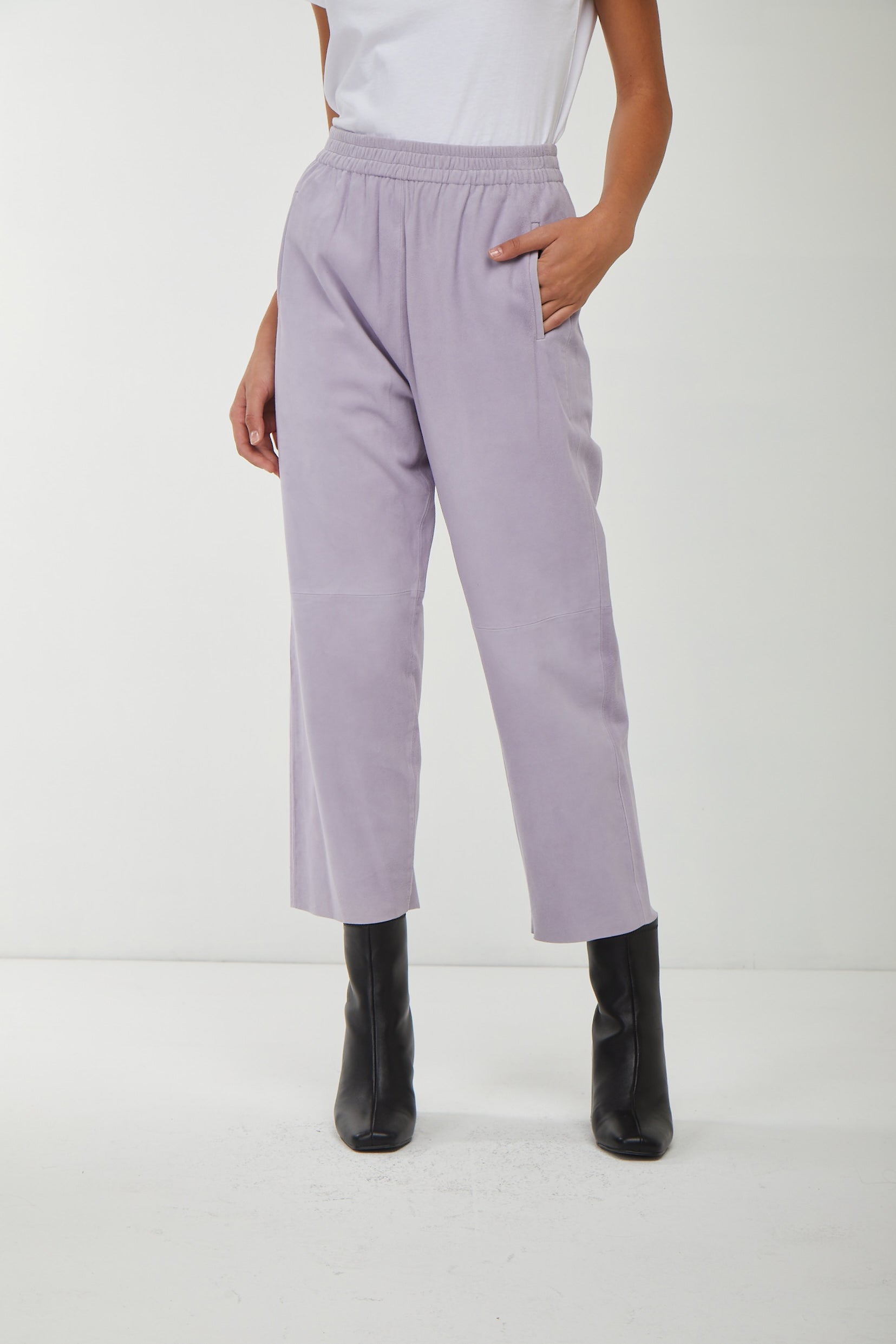 PINKO Lilafarbene Wildlederhose