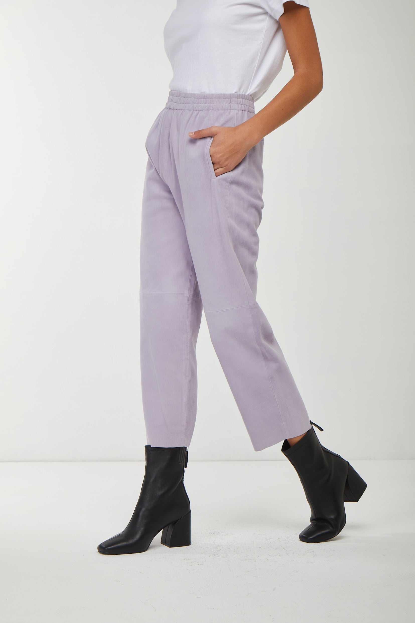 PINKO Lilafarbene Wildlederhose