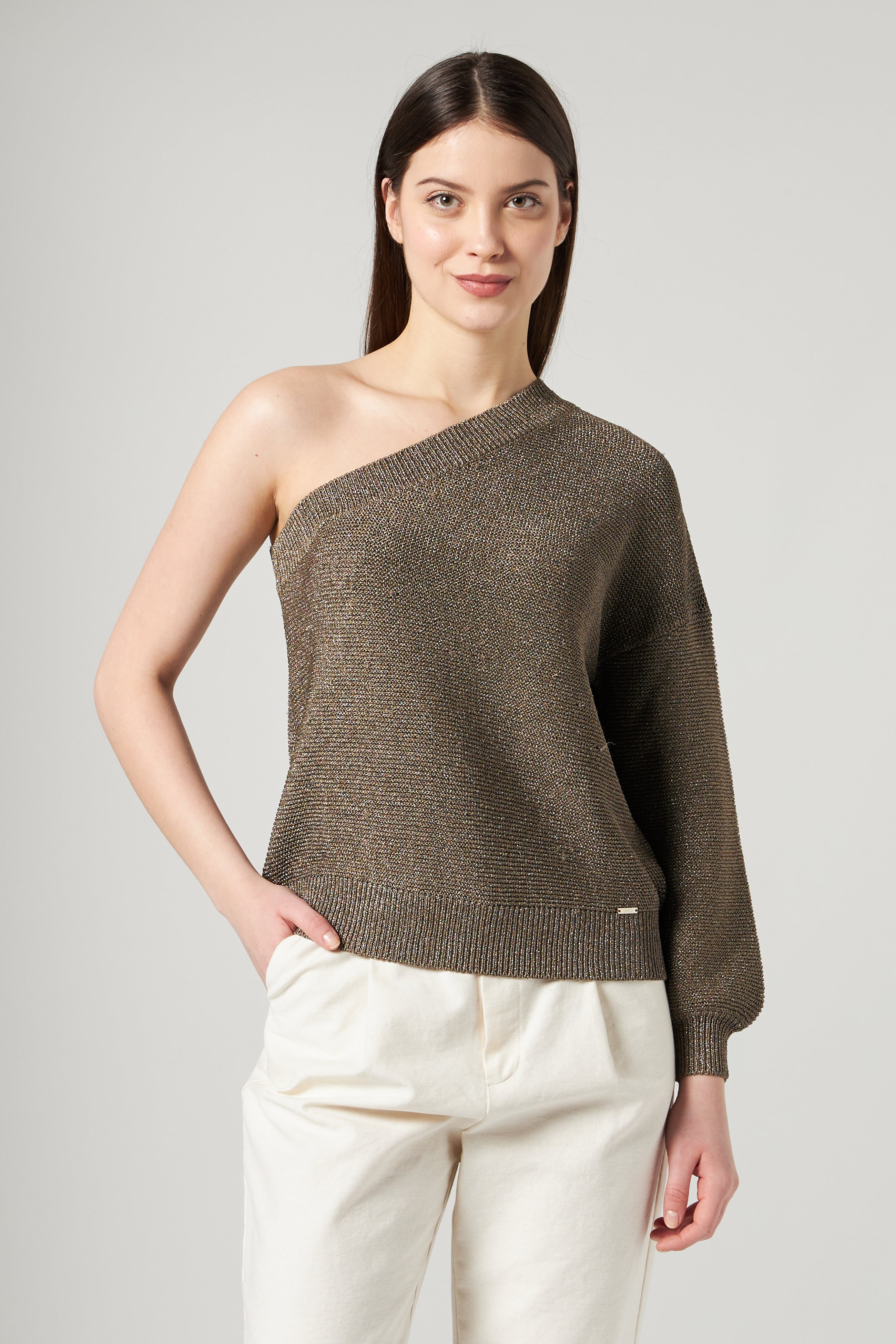 LIU JO Lurex One-Shoulder-Pullover