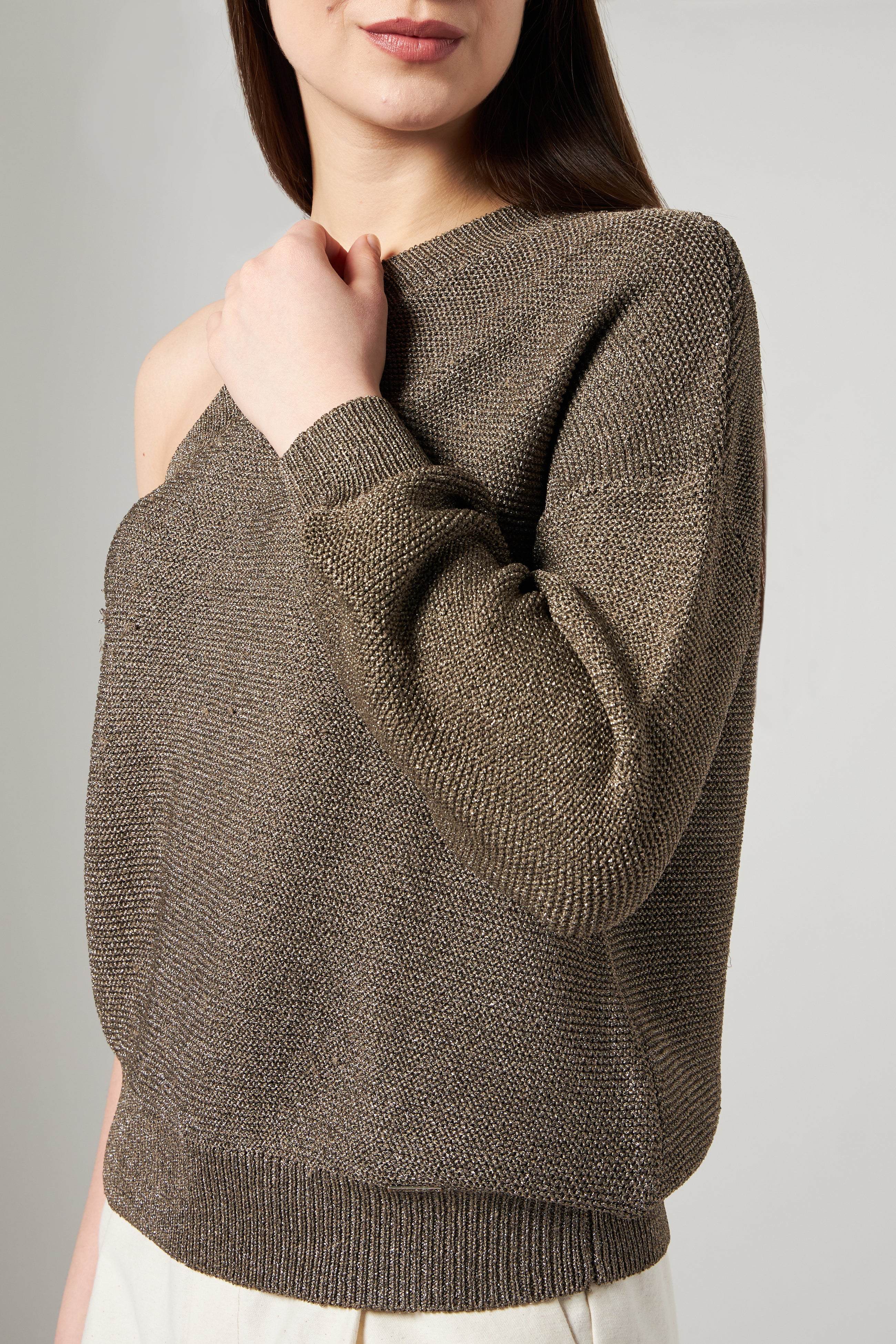 LIU JO Lurex One-Shoulder-Pullover