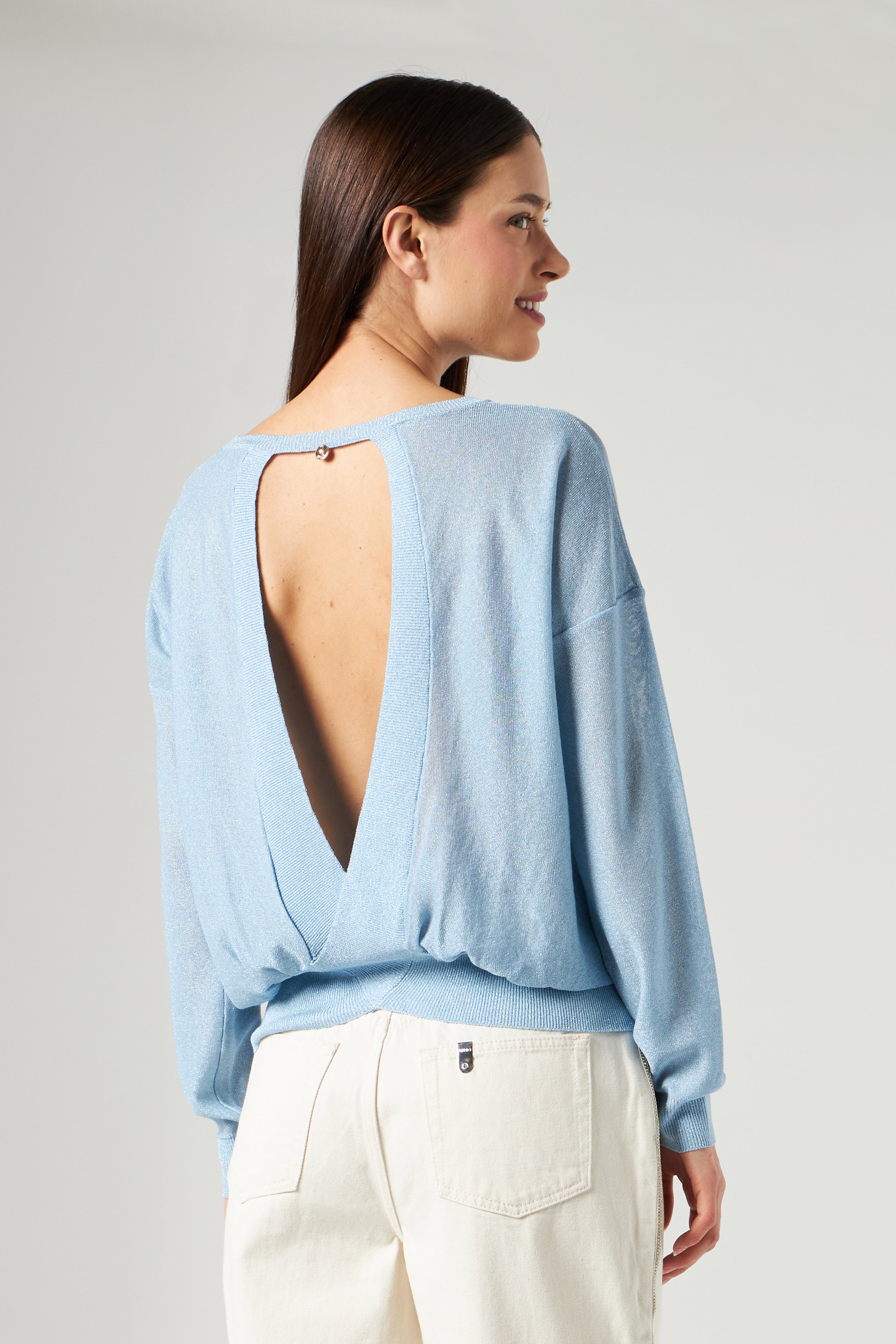 LIU JO Hellblauer Lurex-Pullover