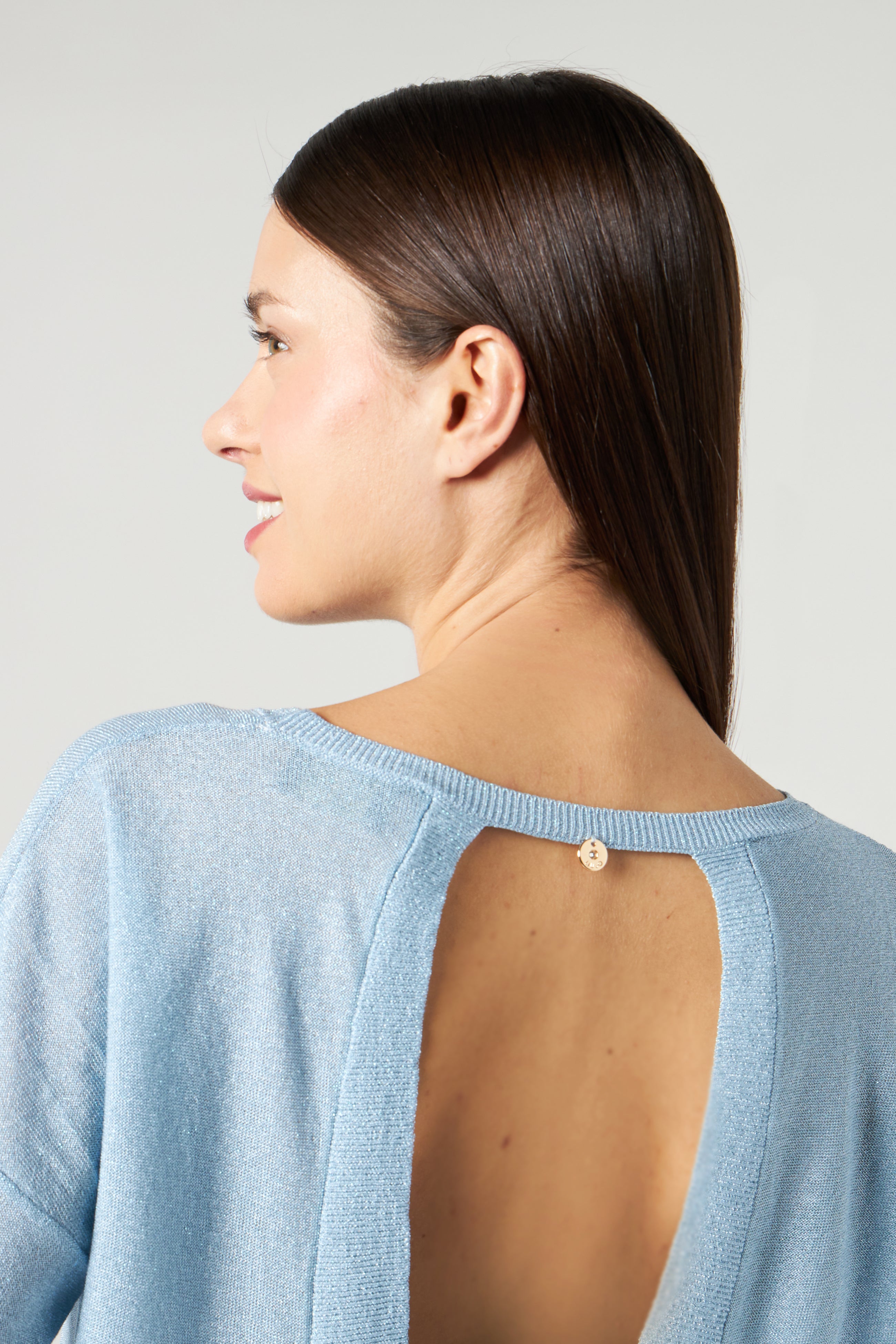 LIU JO Hellblauer Lurex-Pullover