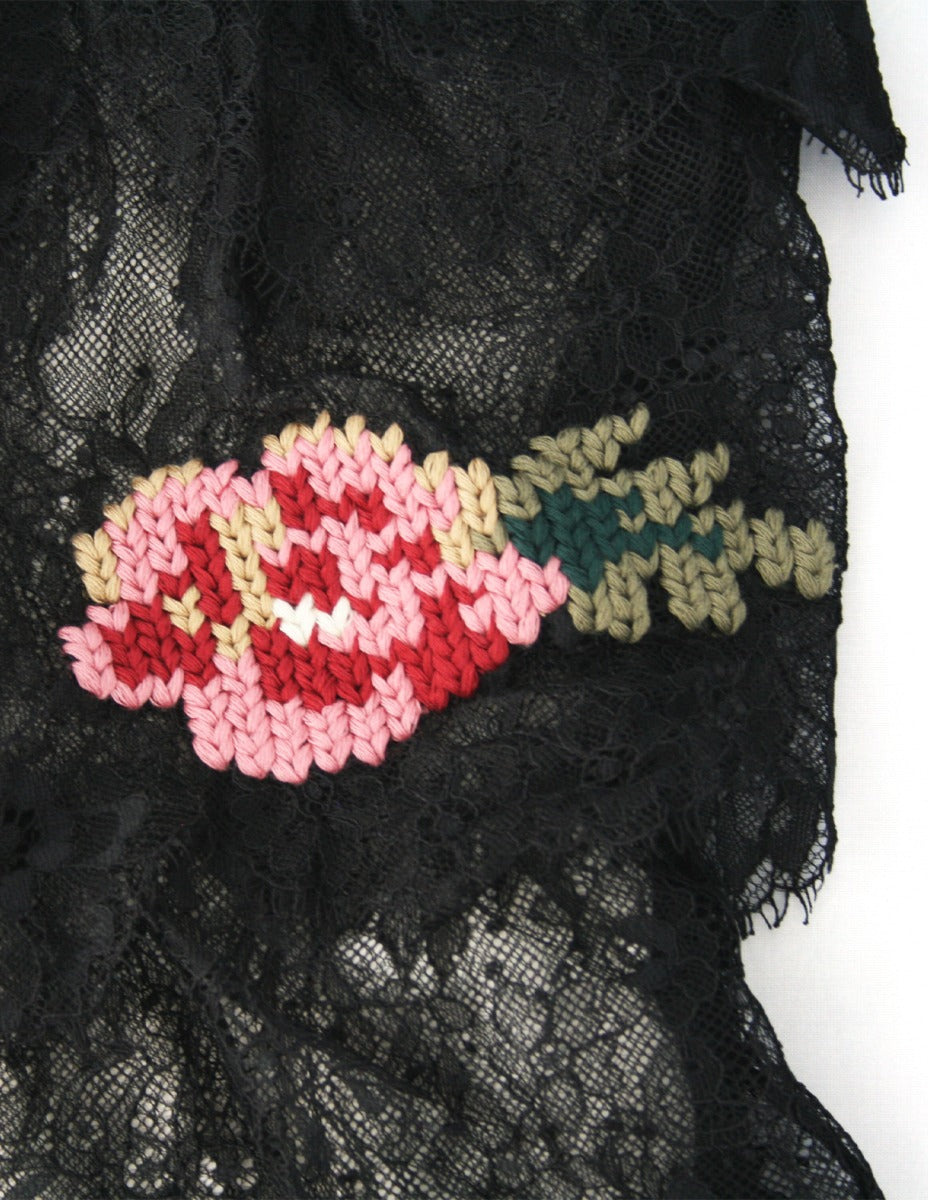 Twinset Girl Kleid aus bestickter Spitze mit Rosen