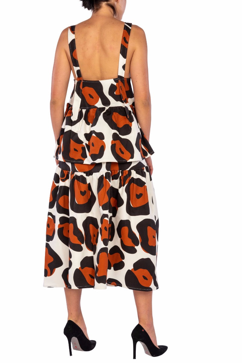 WEISS gepunktetes Midikleid mit dünnen Trägern