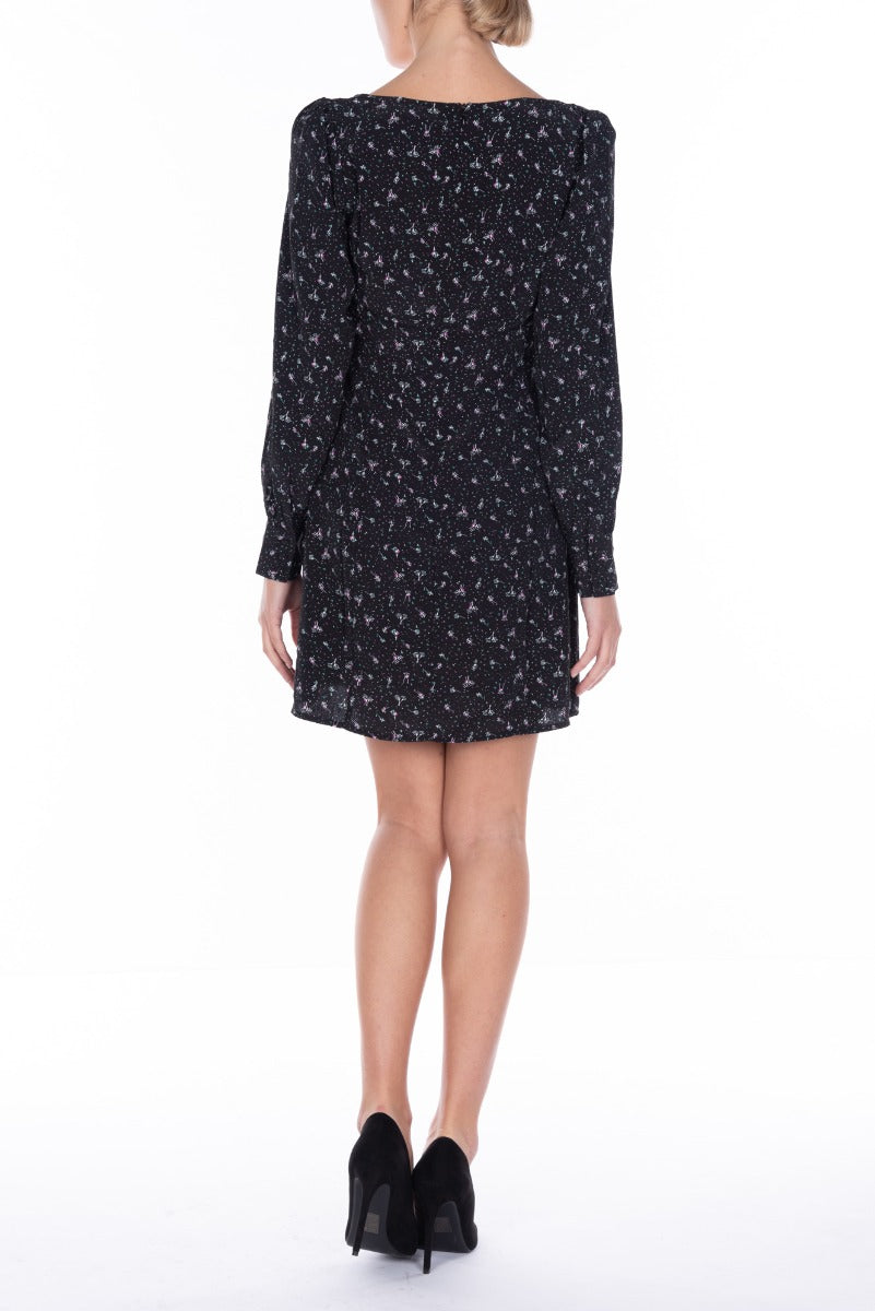 GLAMOURÖSES kurzes schwarzes Kleid Schwarz Blumen