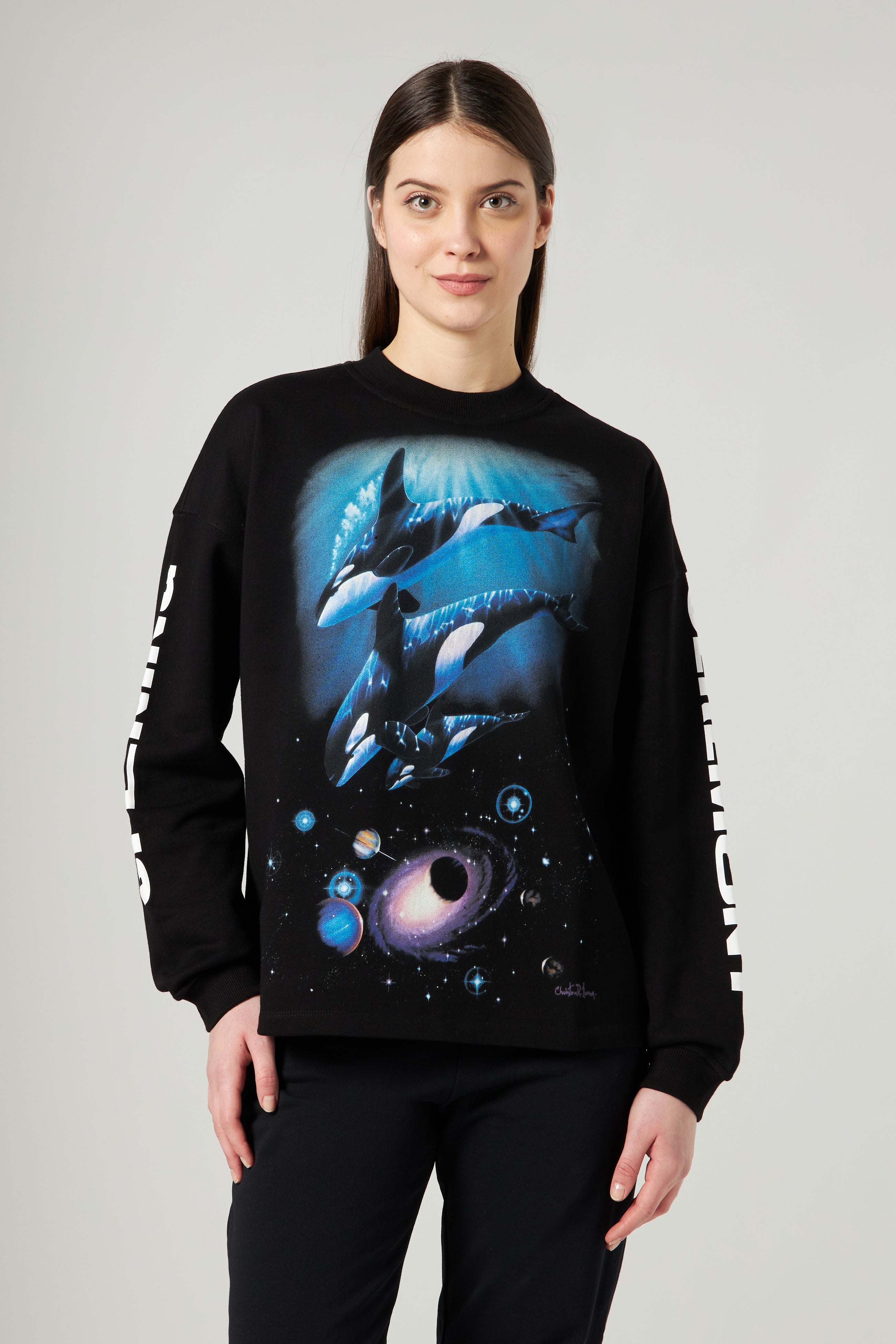 ERÖFFNUNGSFEIER Schwarz Sweatshirt mit Meeresaufdruck
