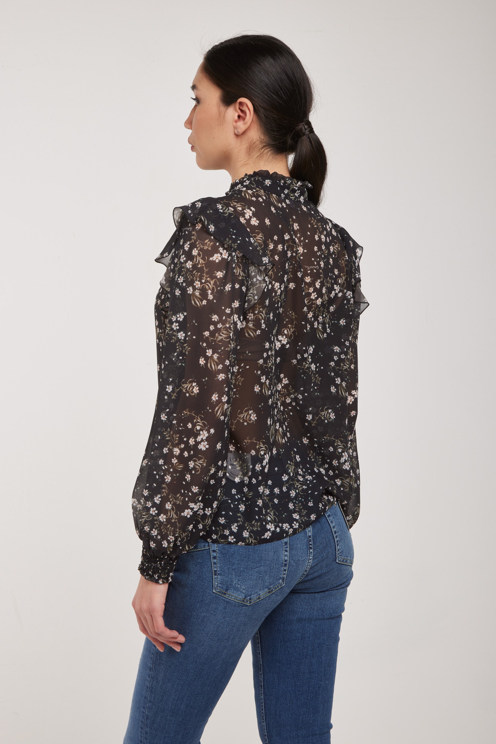 PATRIZIA PEPE Schwarz Blumenbluse