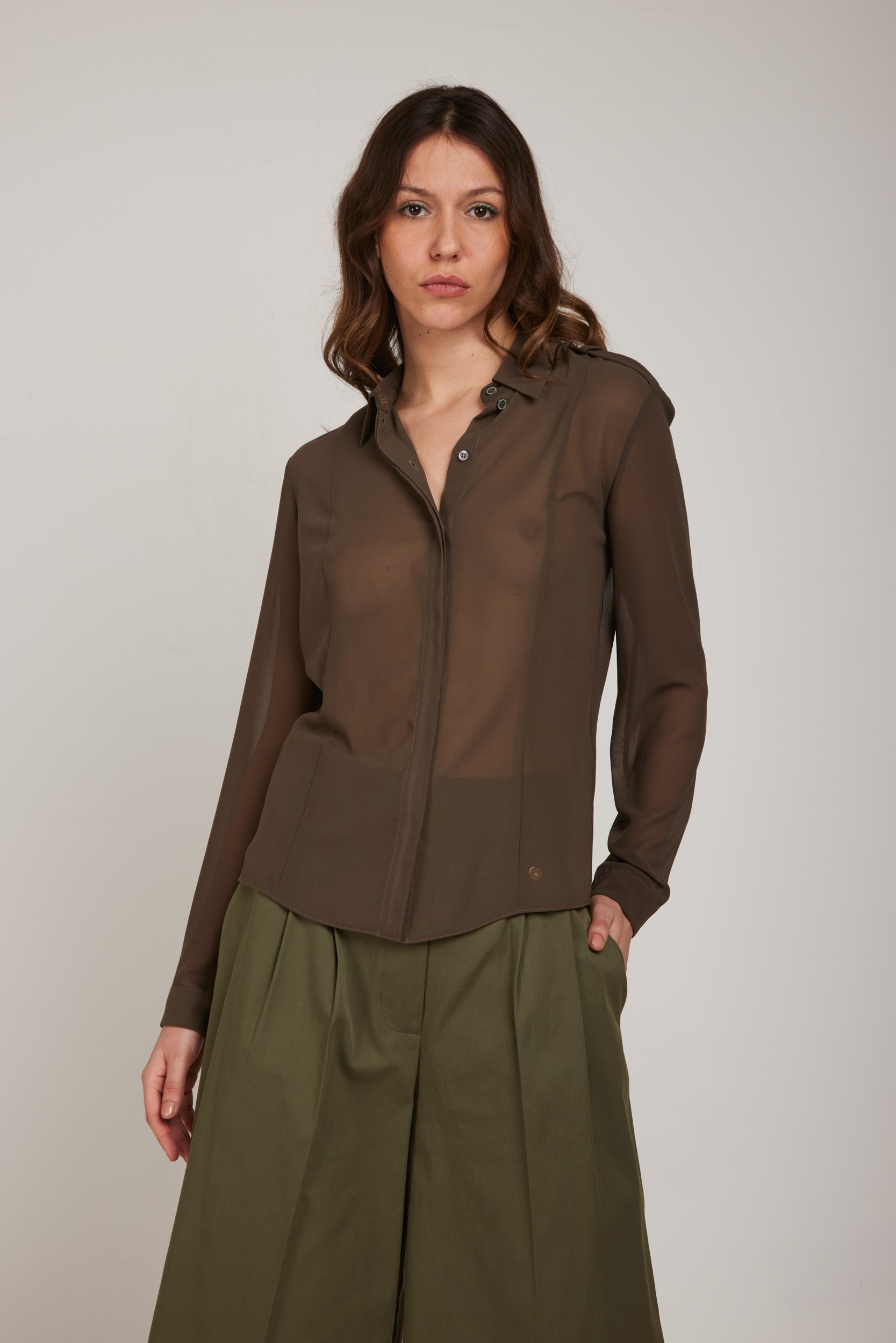 PATRIZIA PEPE Transparente Grüne Bluse