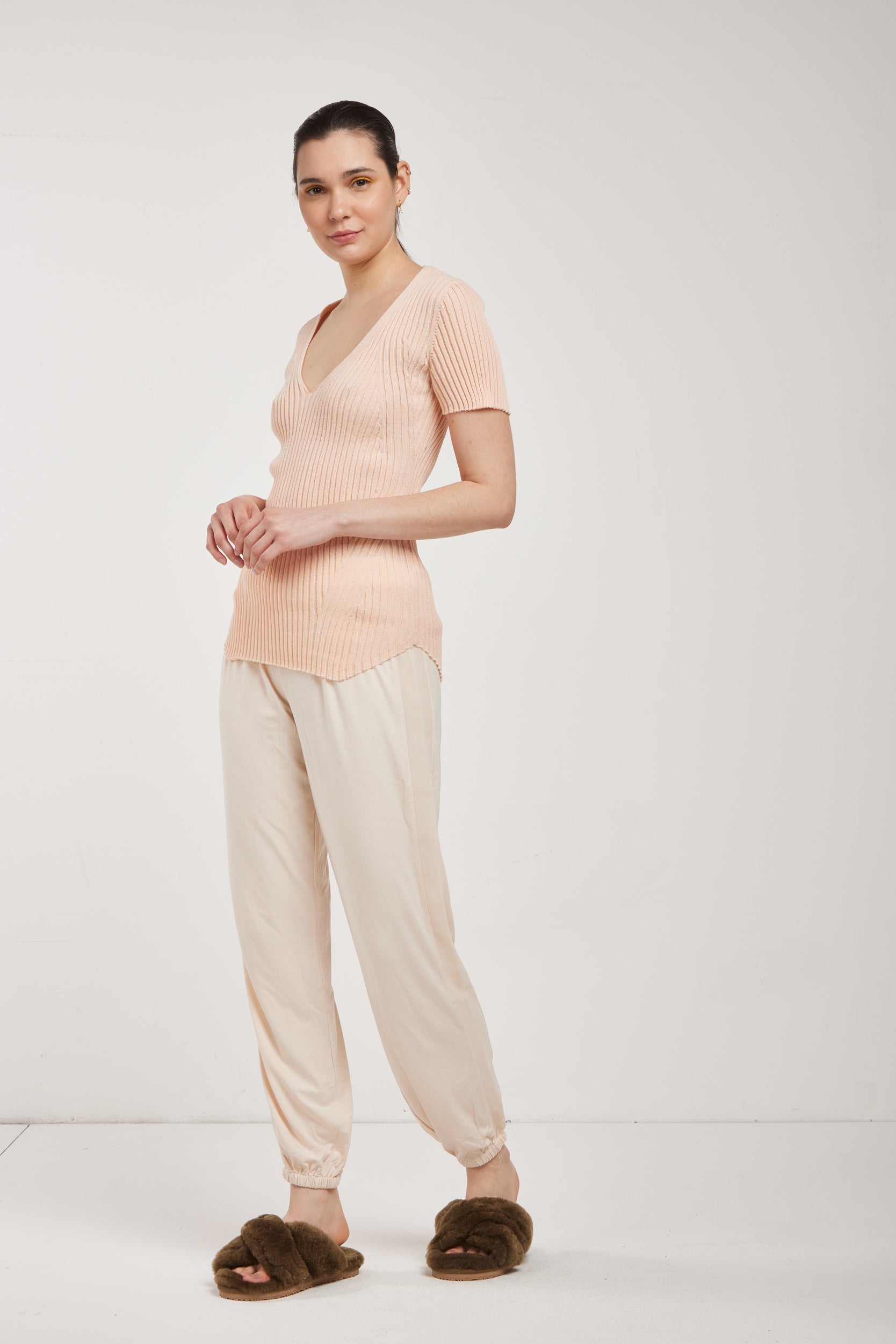 PATRIZIA PEPE Rose gestricktes T-Shirt