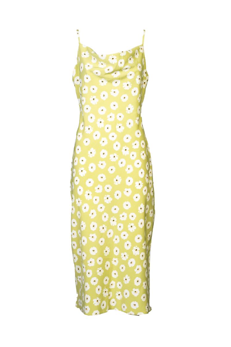 GLAMOURÖSES olivgrünes Kleid mit Blumendruck