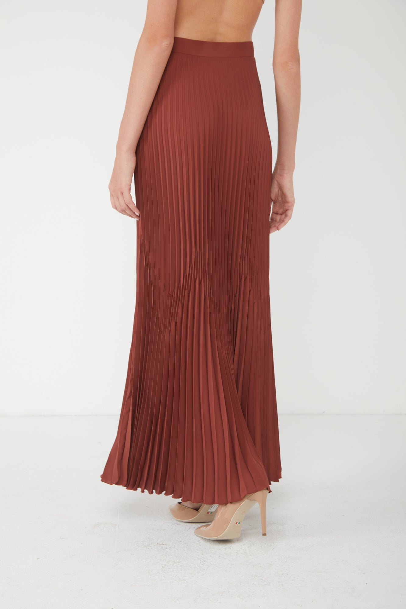 Silke Rock Faltenrock Ziegelstein