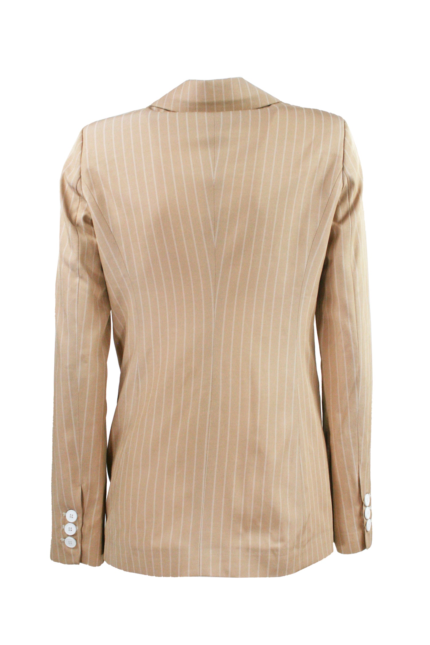 GIULIETTE BROWN Zweireihige Beige Nadelstreifenjacke
