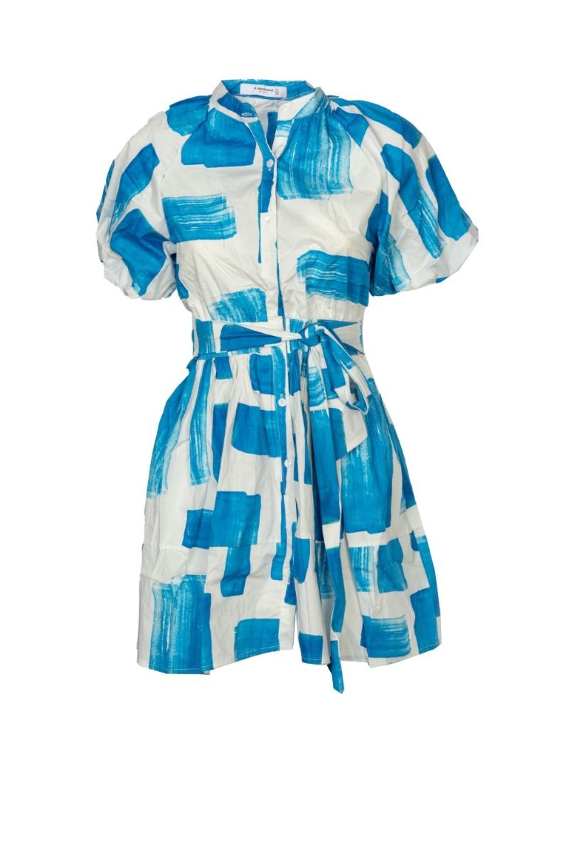 GLAMOURÖSES Hemdkleid mit Blau Pinselstrich-Print