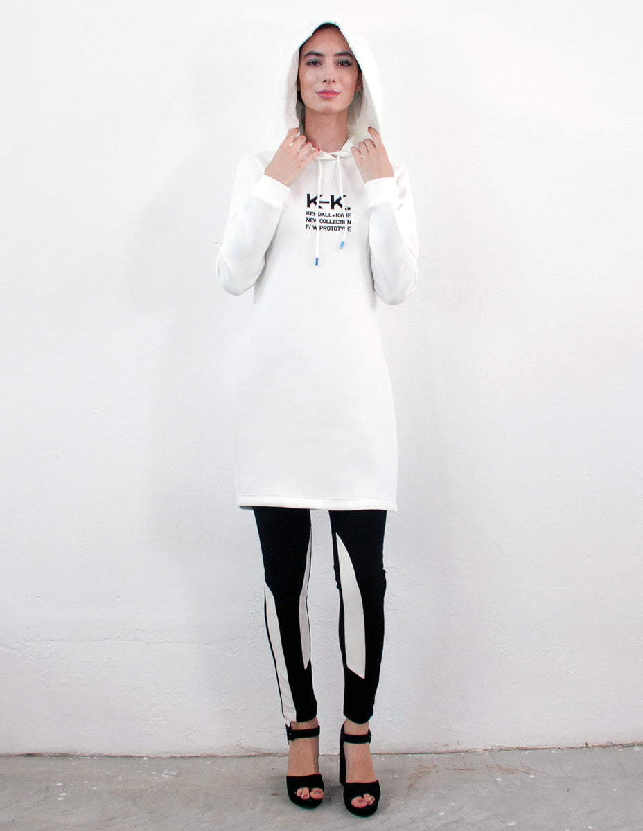 KENDALL AND KYLIE Langes Weiße Sweatshirt mit Seitenschlitz