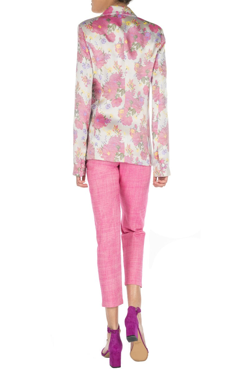 GIULIETTE BROWN Zweireihige Jacke mit Blumendruck