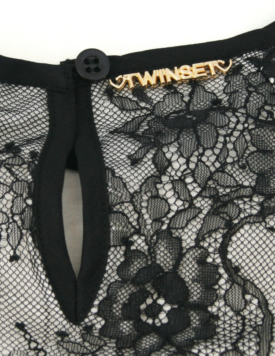 Twinset Girl Kleid aus bestickter Spitze mit Rosen