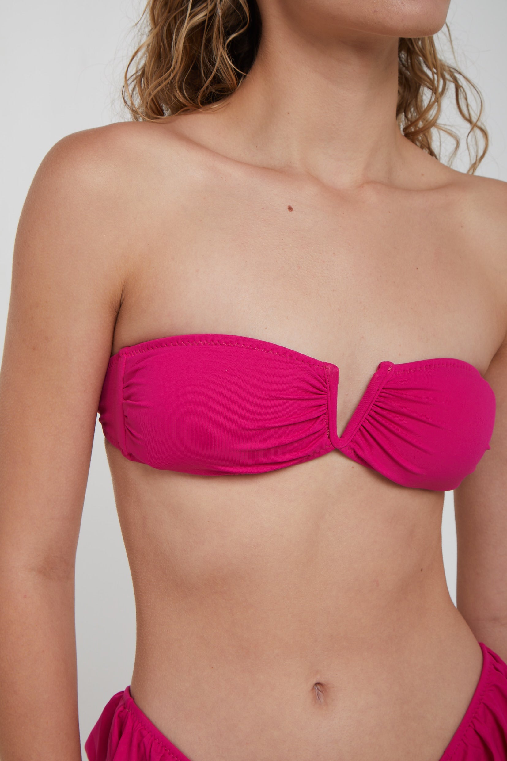 SECRETS LOVE Fuxia Capri-Bikini mit Bandeau-Oberteil