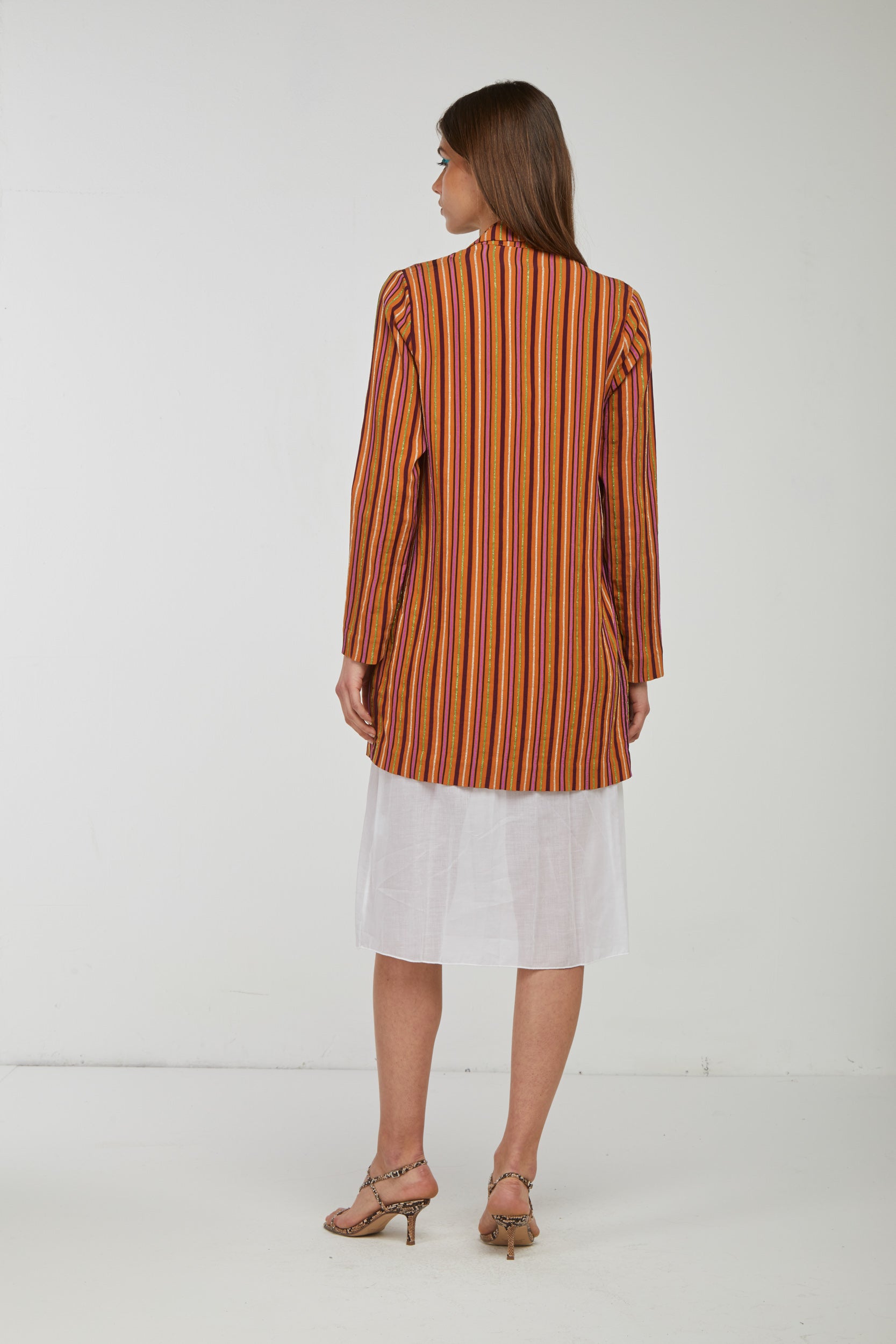 OTTOD'AME Orange offener Blazer mit Lurexstreifen