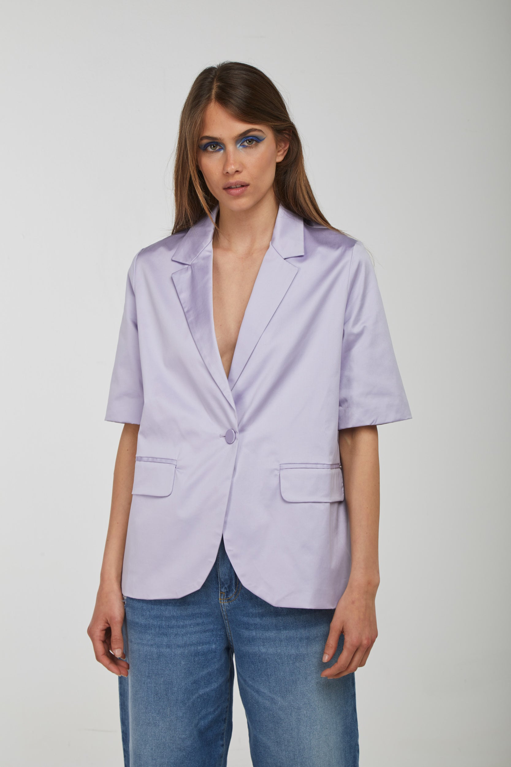OTTOD'AME Einreihiger Blazer aus fliederfarbener Seide