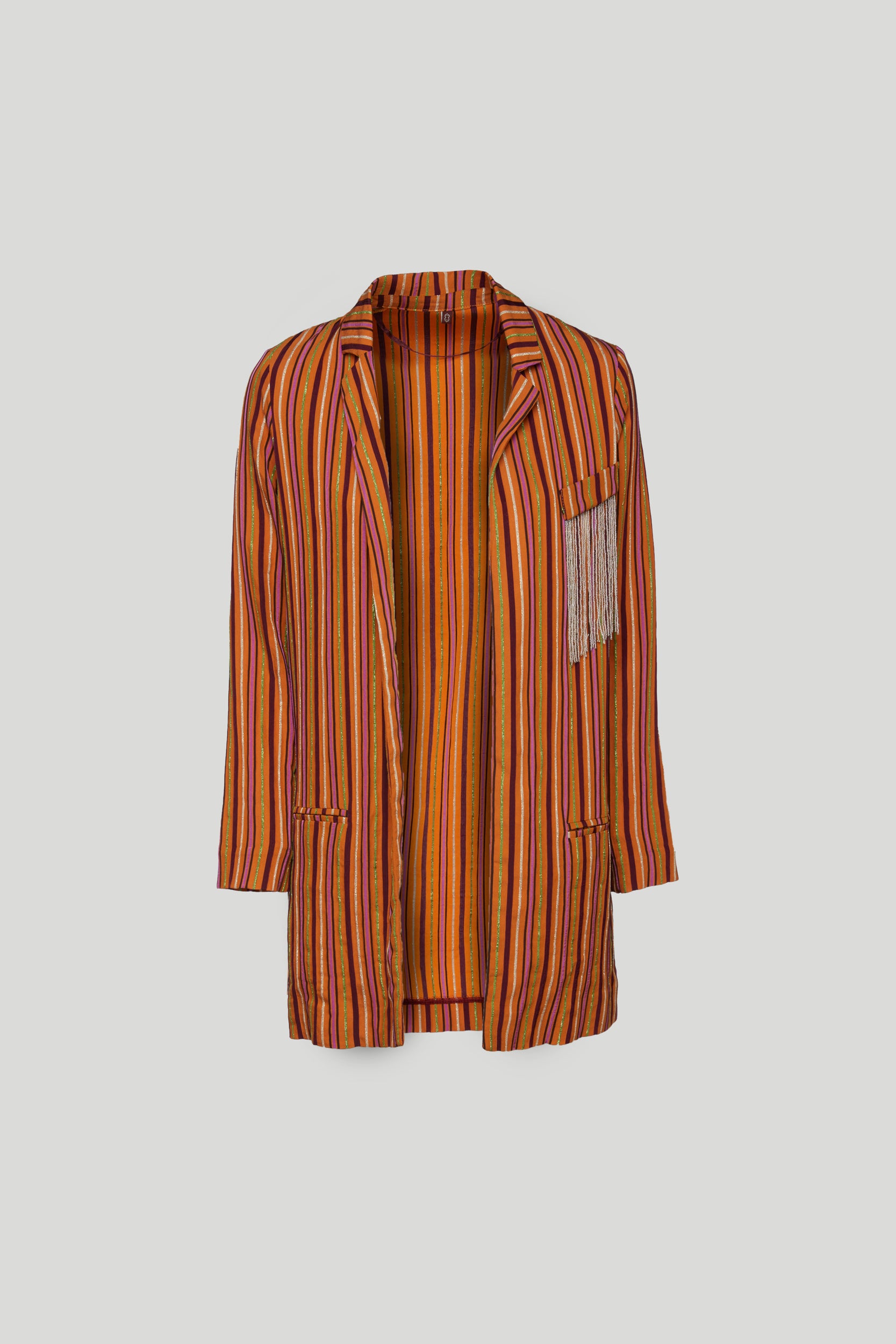 OTTOD'AME Orange offener Blazer mit Lurexstreifen