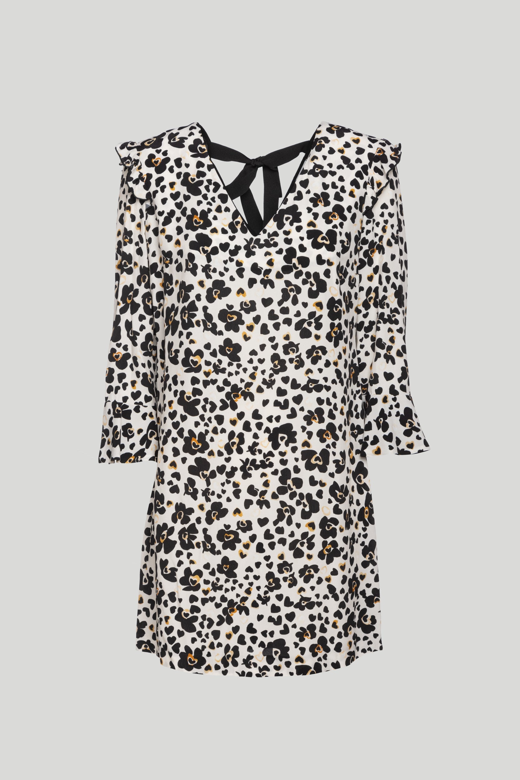 LIU-JO Weiße - Schwarz Mikroblumenkleid